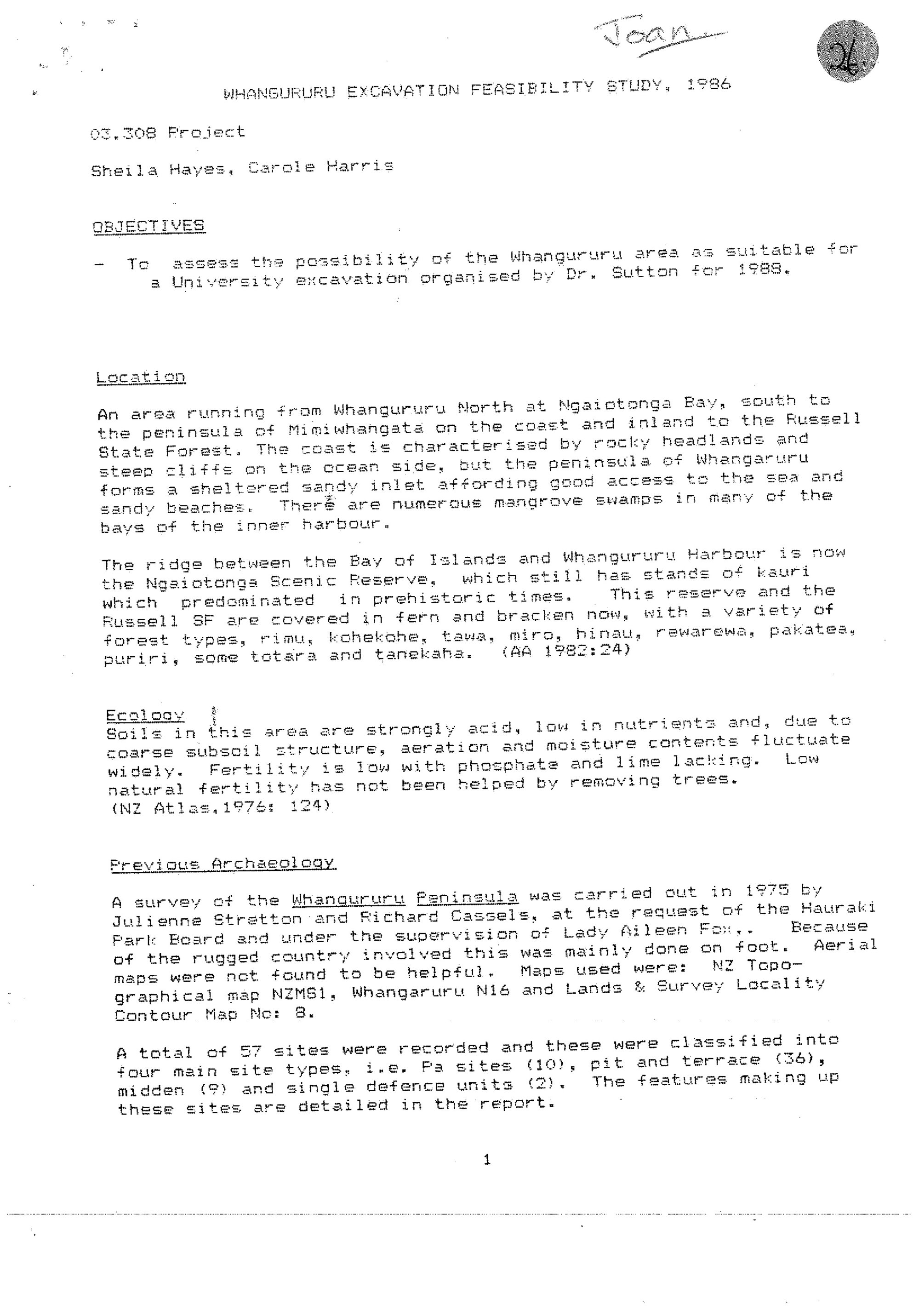 Whangaruru excavation feasibility study