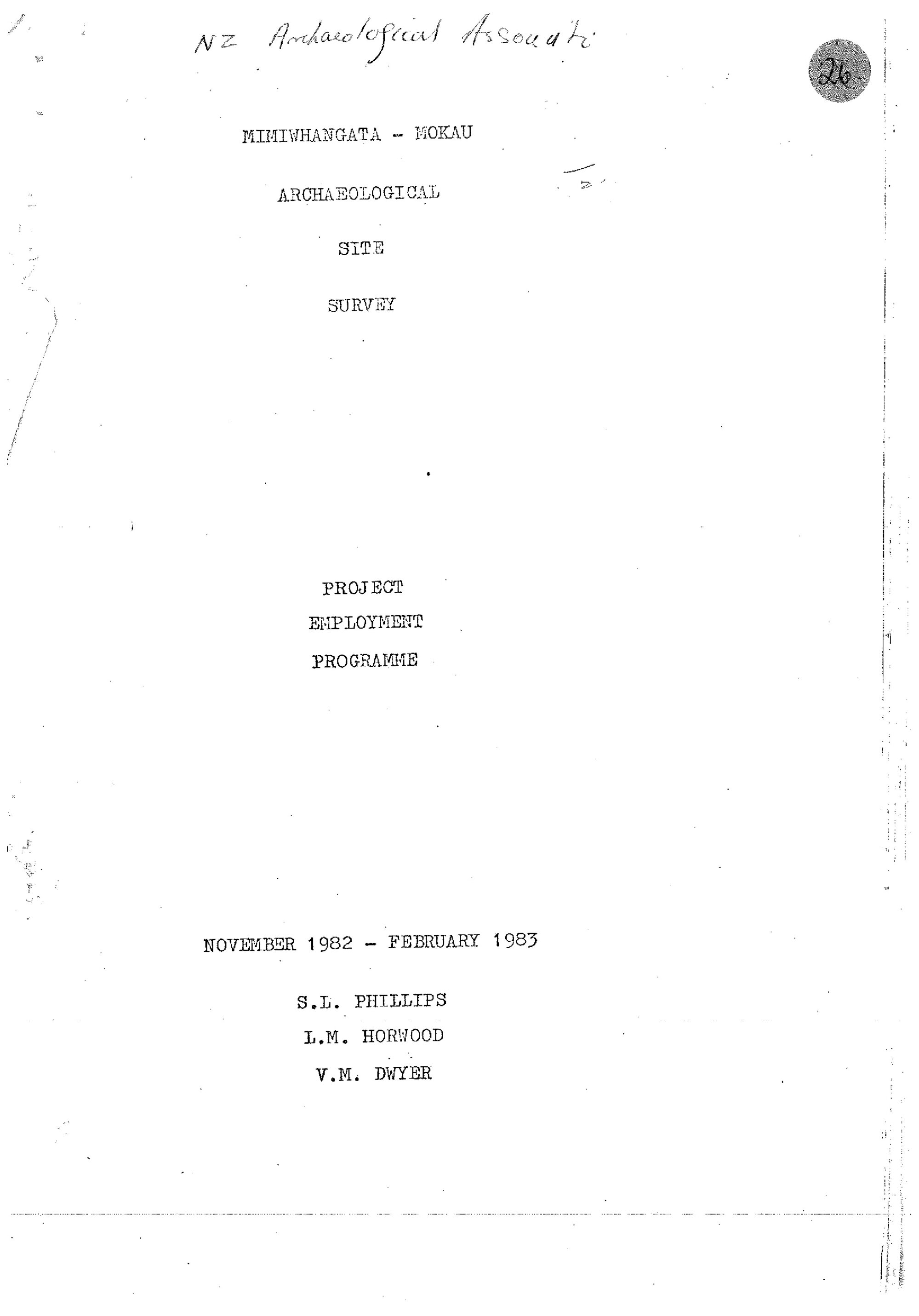 Mimiwhangata - Mokau archaeological site survey. PEP November 1982 - 1983