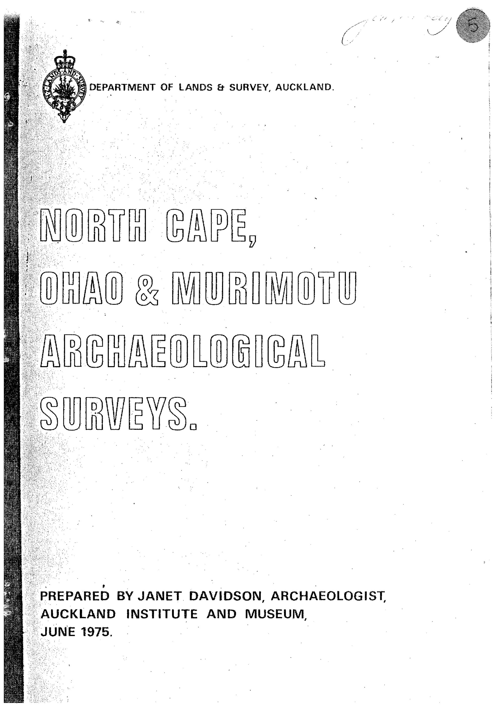 North Cape, Ohao &amp; Murimotu Archaeological Surveys