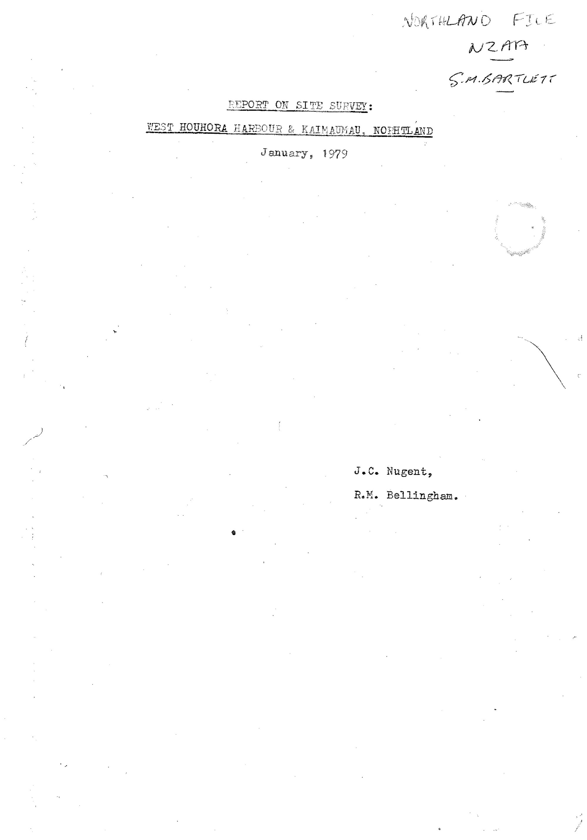 Report on site survey: West Hourhora harbour &amp; Kaimaumau, Northland