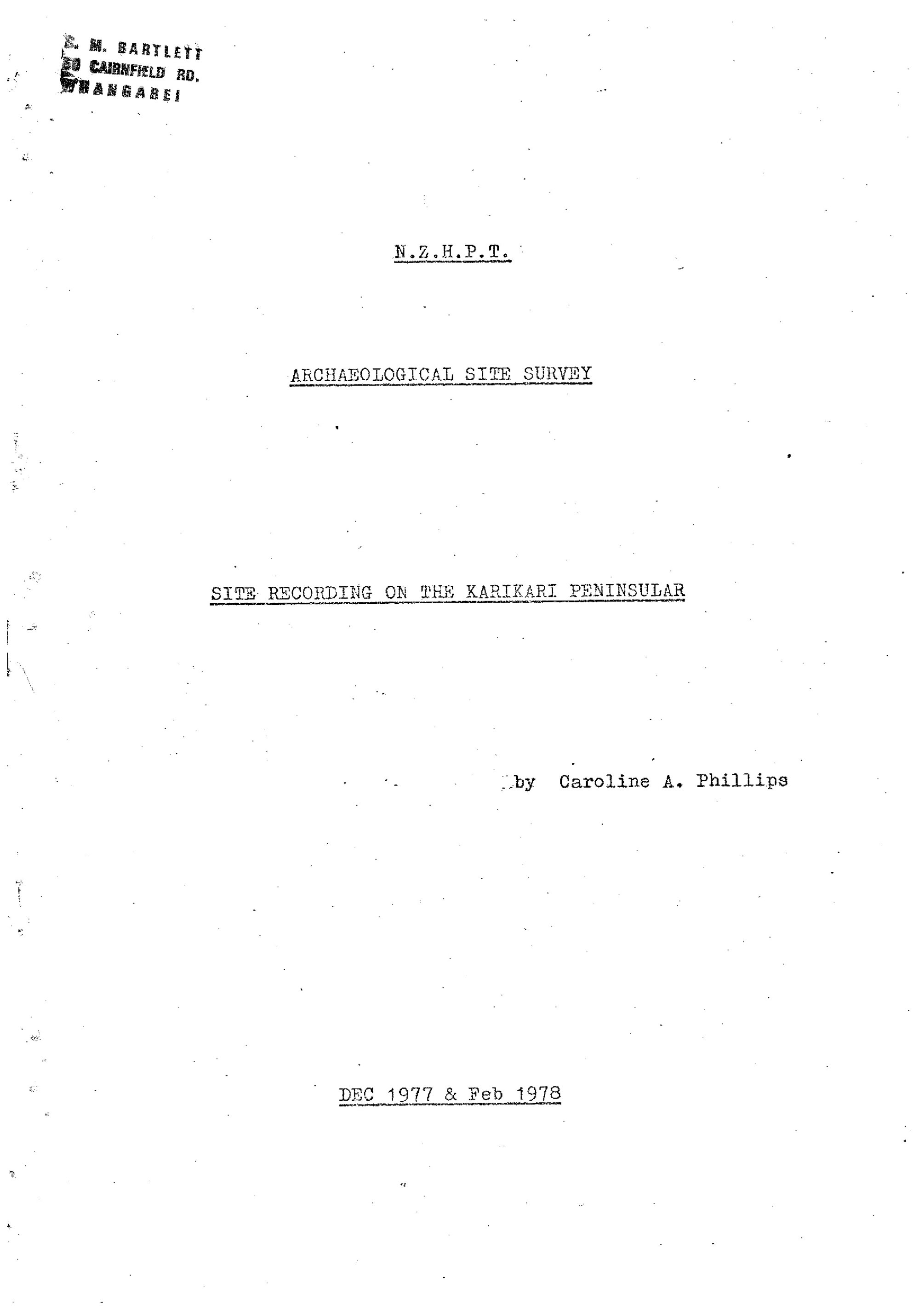 Archaeological Site Survey, Site Recording on the Karikari Peninsula