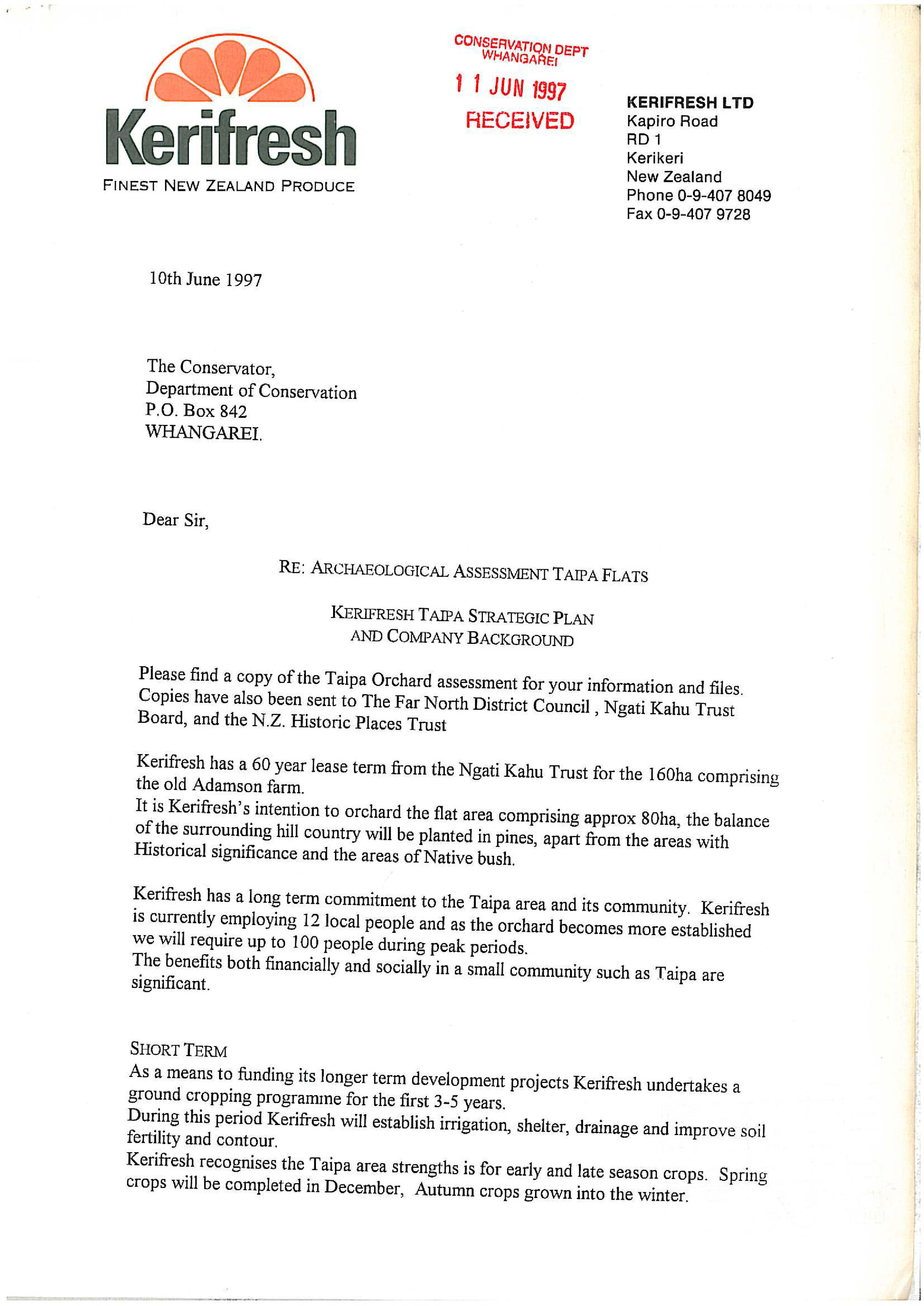 Taipa Orchard Archaeological Assessment, A Report to Kerifresh Ltd,  Kerikeri