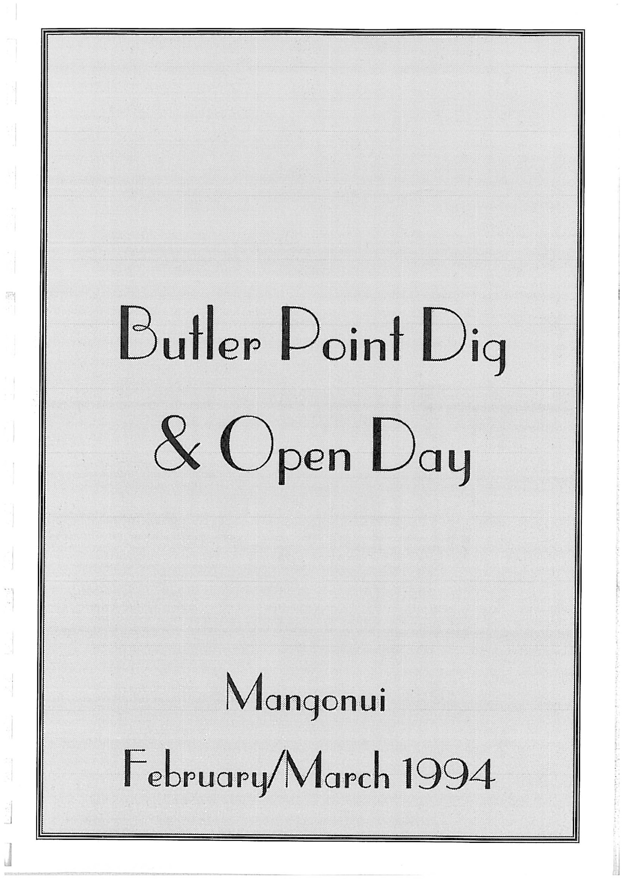 Butler Point Dig and Open Day, Archaeological Sites at Butler Point, Mangonui Harbour, January 1991