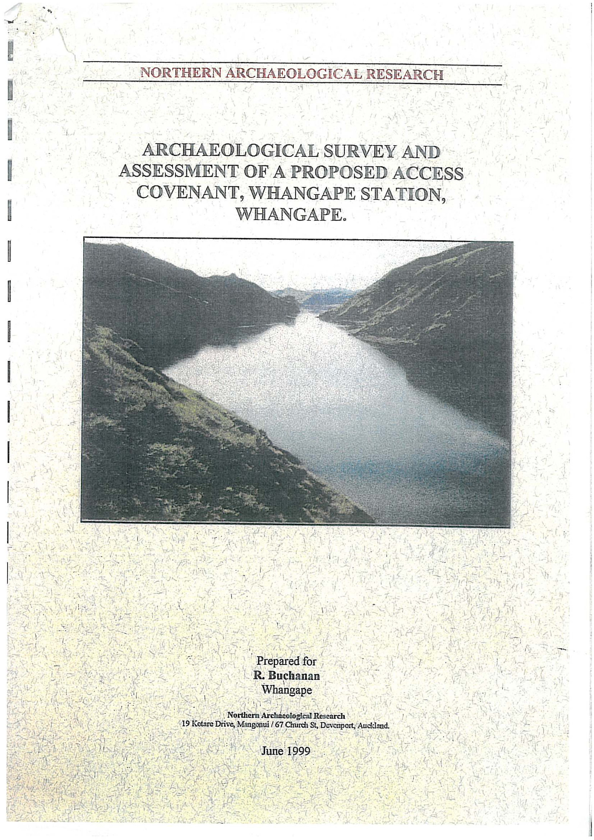 Archaeological Survey and Assessment of a Proposed Access Covenant, Whangape Station, Whangapae