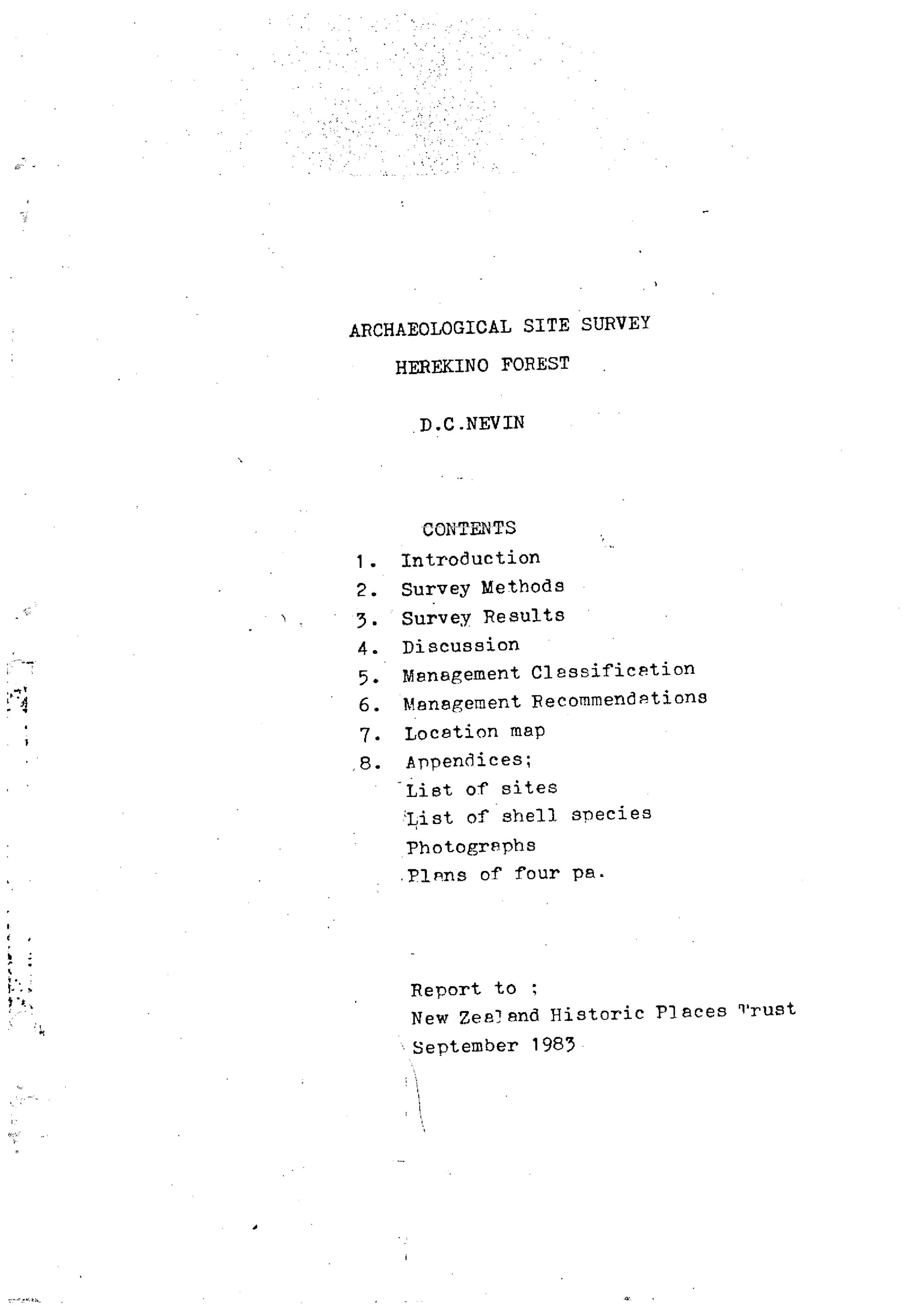 Archaeological Site Survey, Herekino Forest