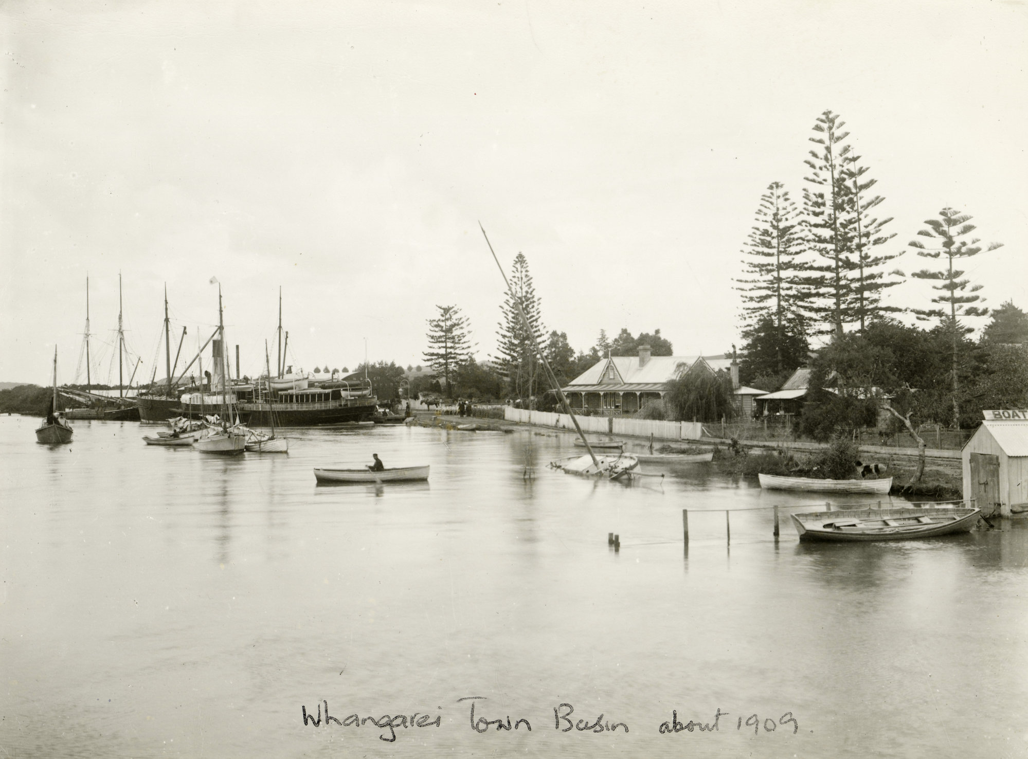 Whangarei Town Basin and Cafler House - About 1909