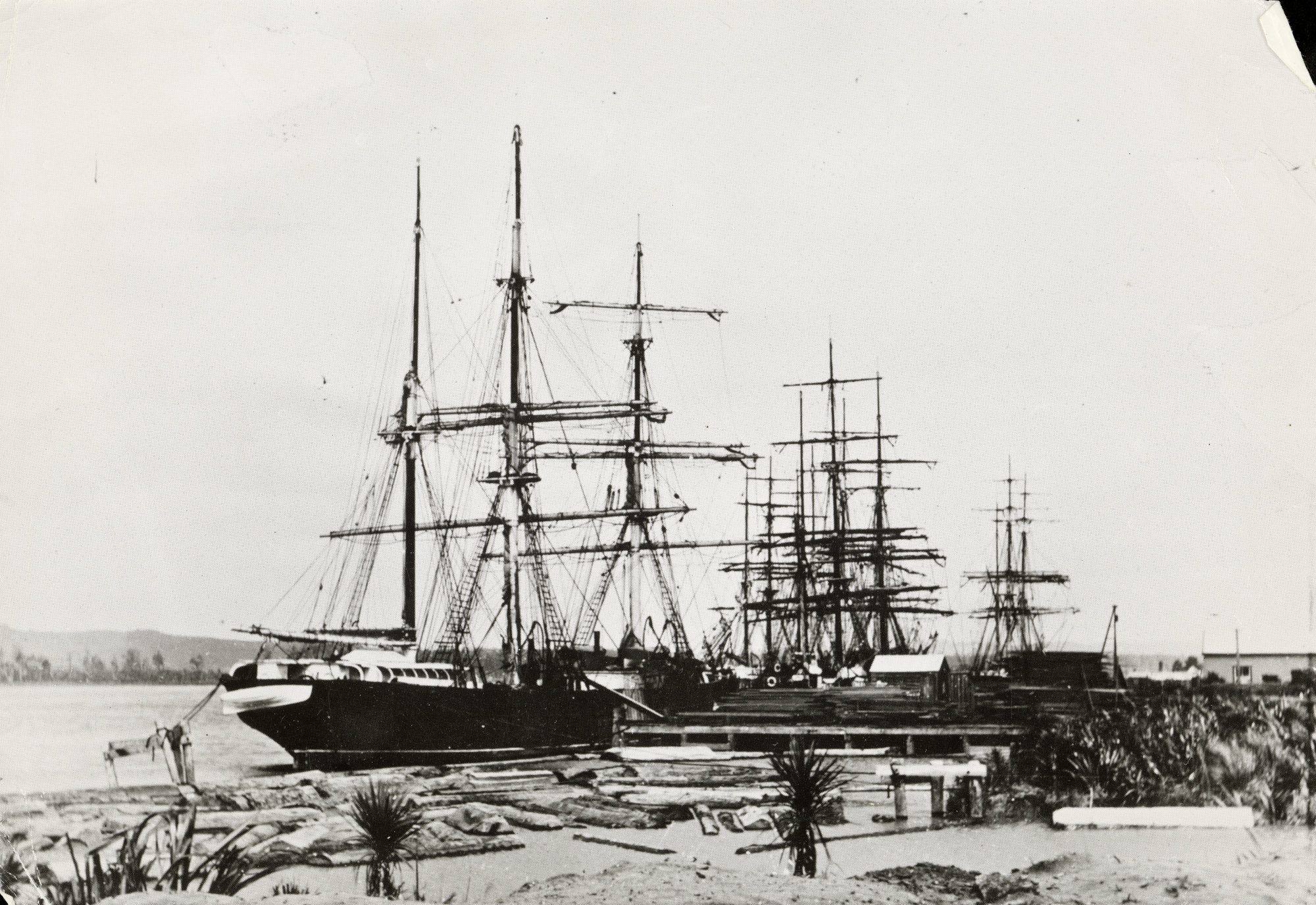Ships at Mitchelson's Mill Wharf, Northern Wairoa