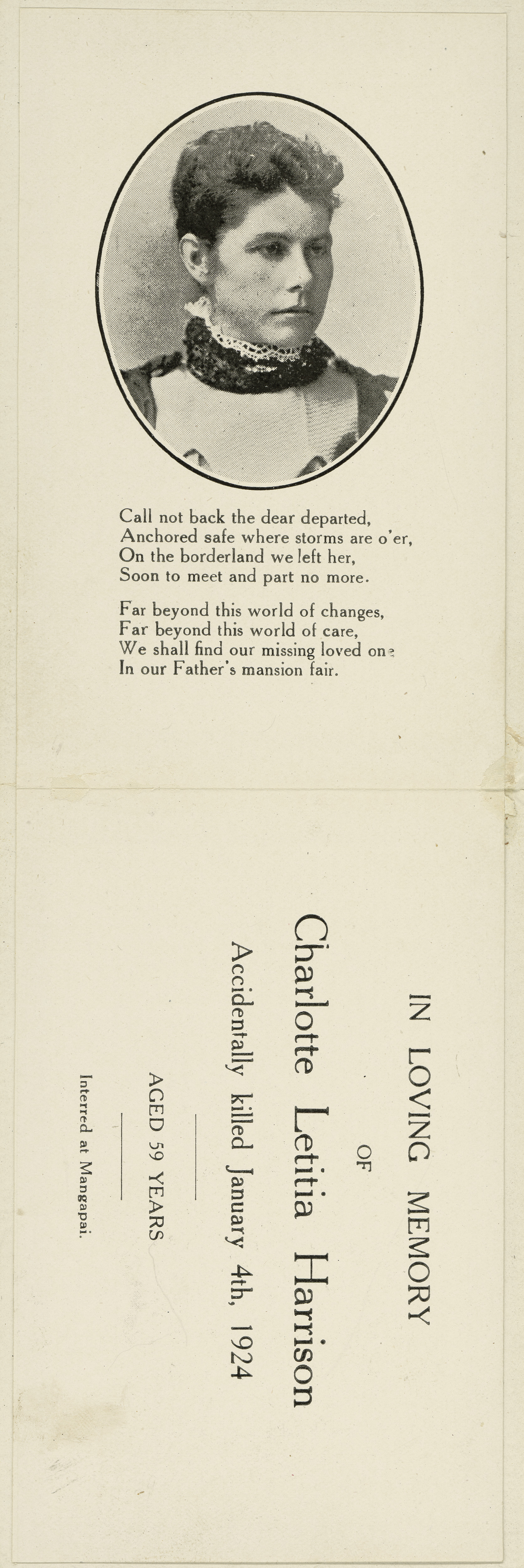 In Loving Memory of Charlotte Letitia Harrison (Inside)