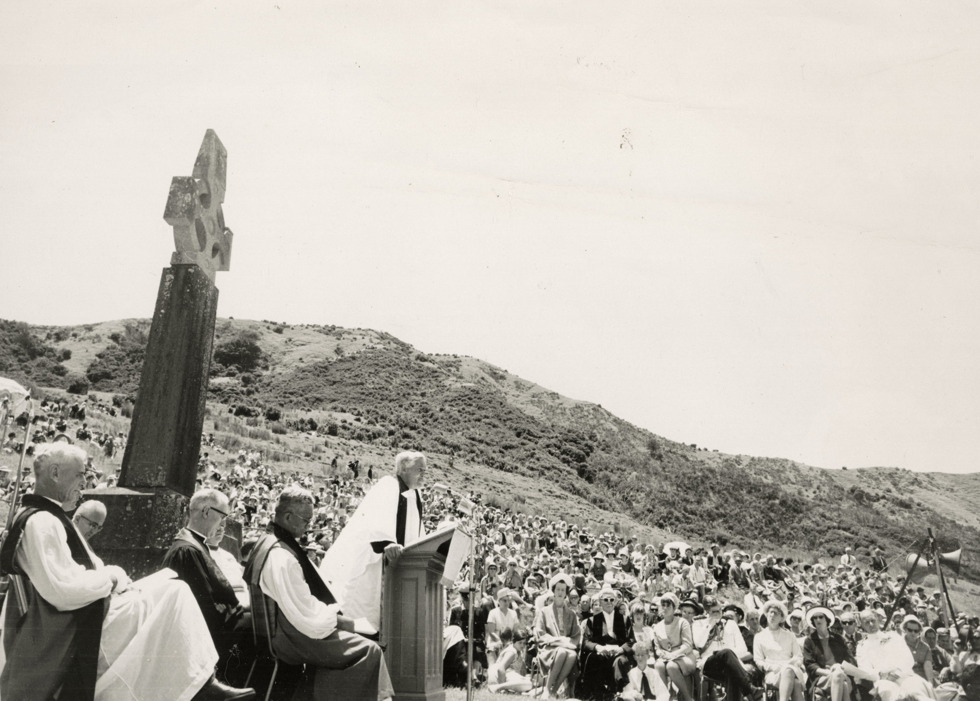 Reverend R E Marsden at Oihi during 150th Celebrations of Samuel Marsden's Arrival 
