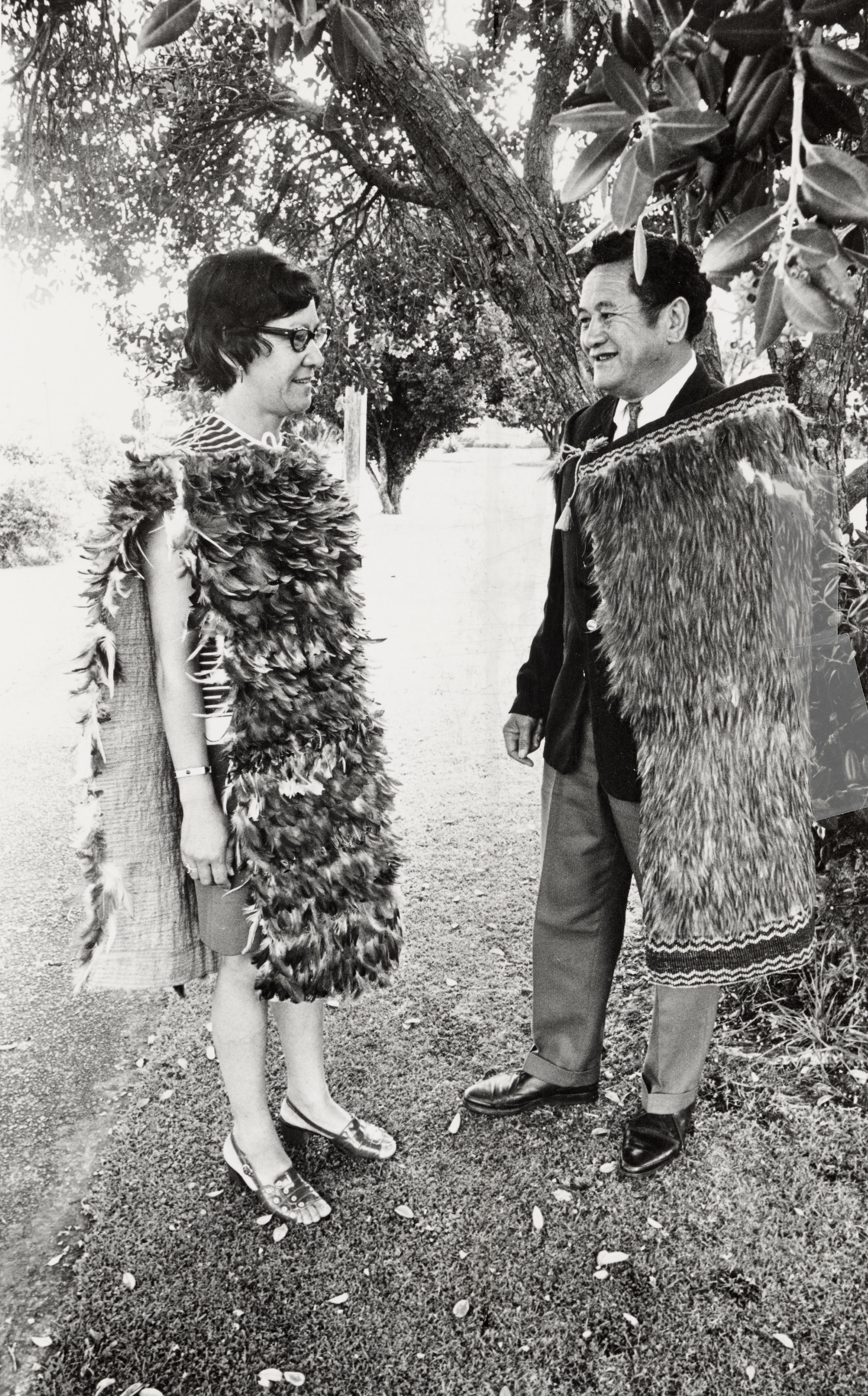 Violet and Hemi (Jim) Pou Presented with Feather Cloaks