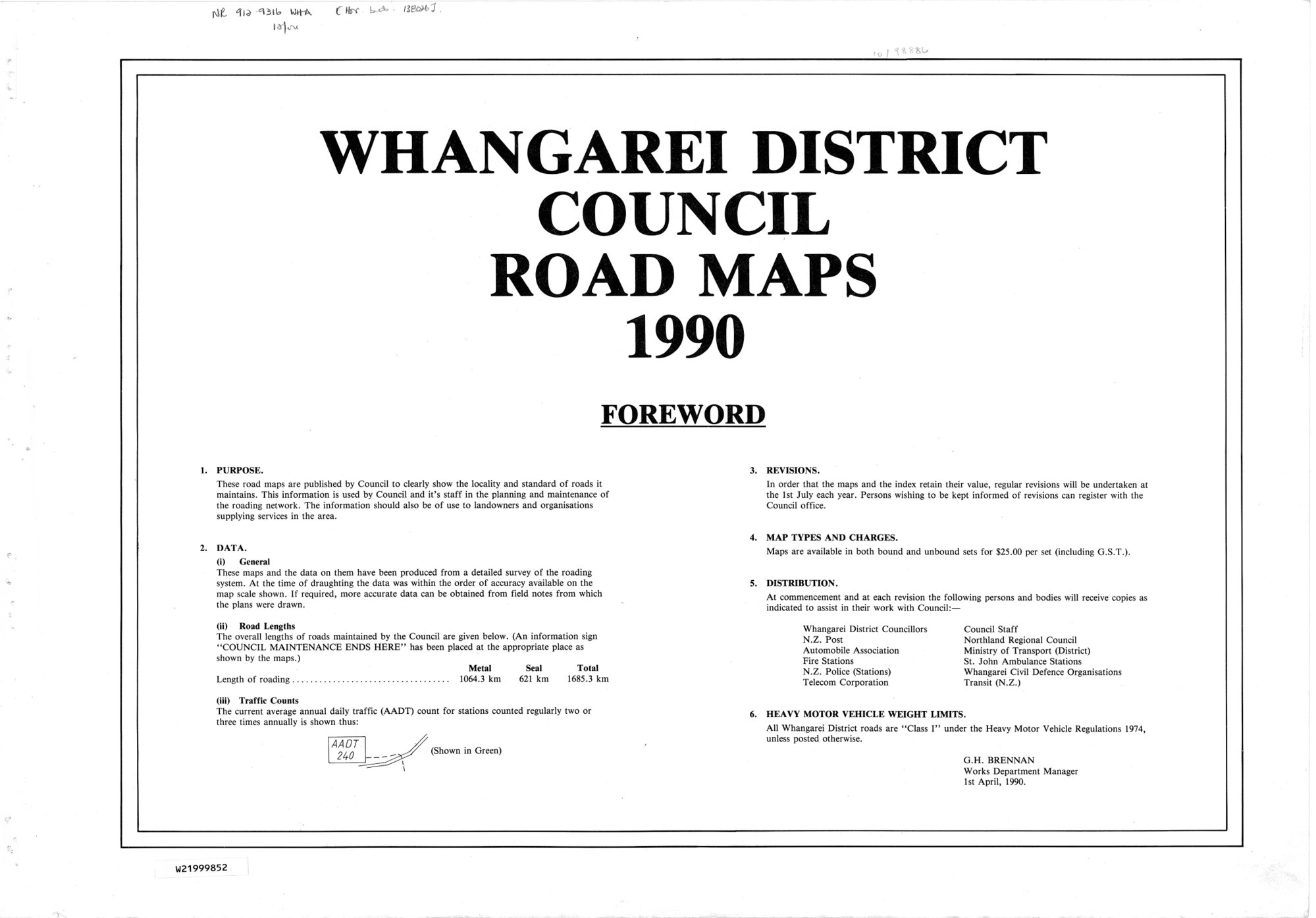 Whangarei District Council Road Maps 1990 Foreword 03