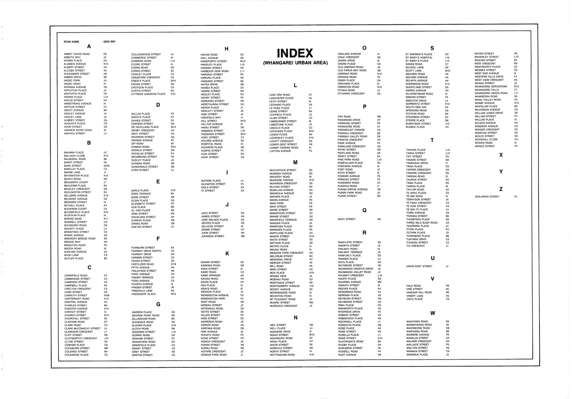 Map Index Whangarei Urban Area 02