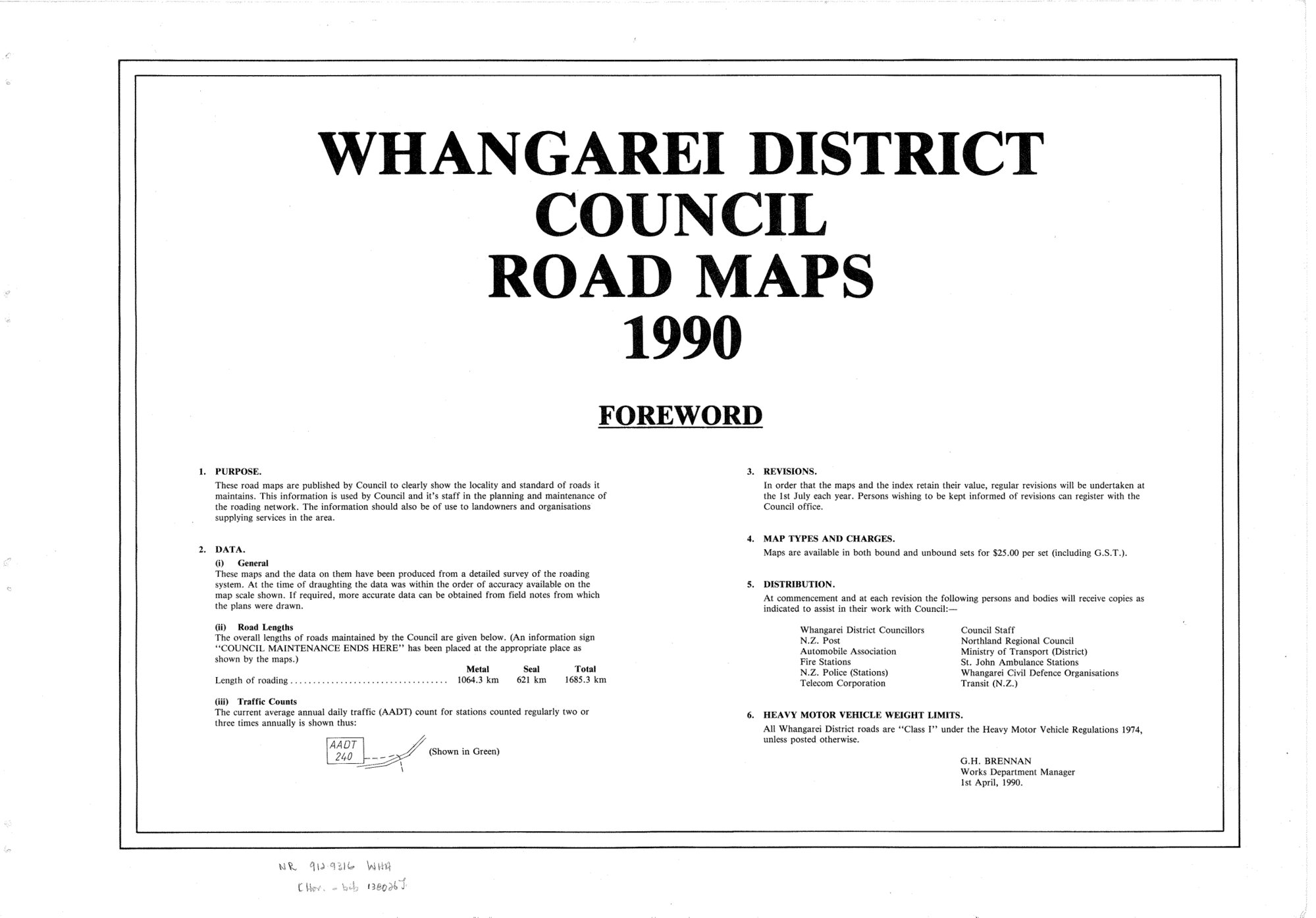 Whangarei District Council Road Maps 1990 Foreword 01