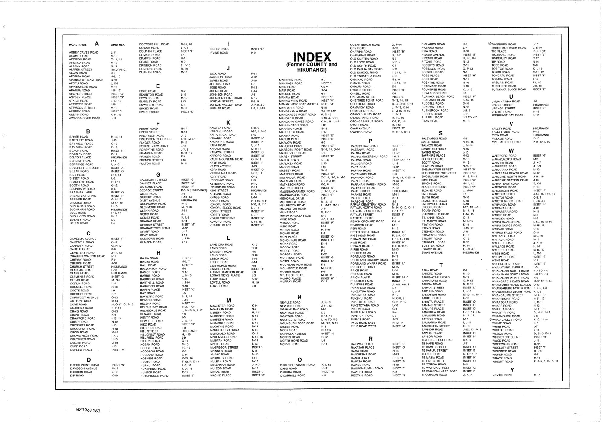 Map Index Former County and Hikurangi 01