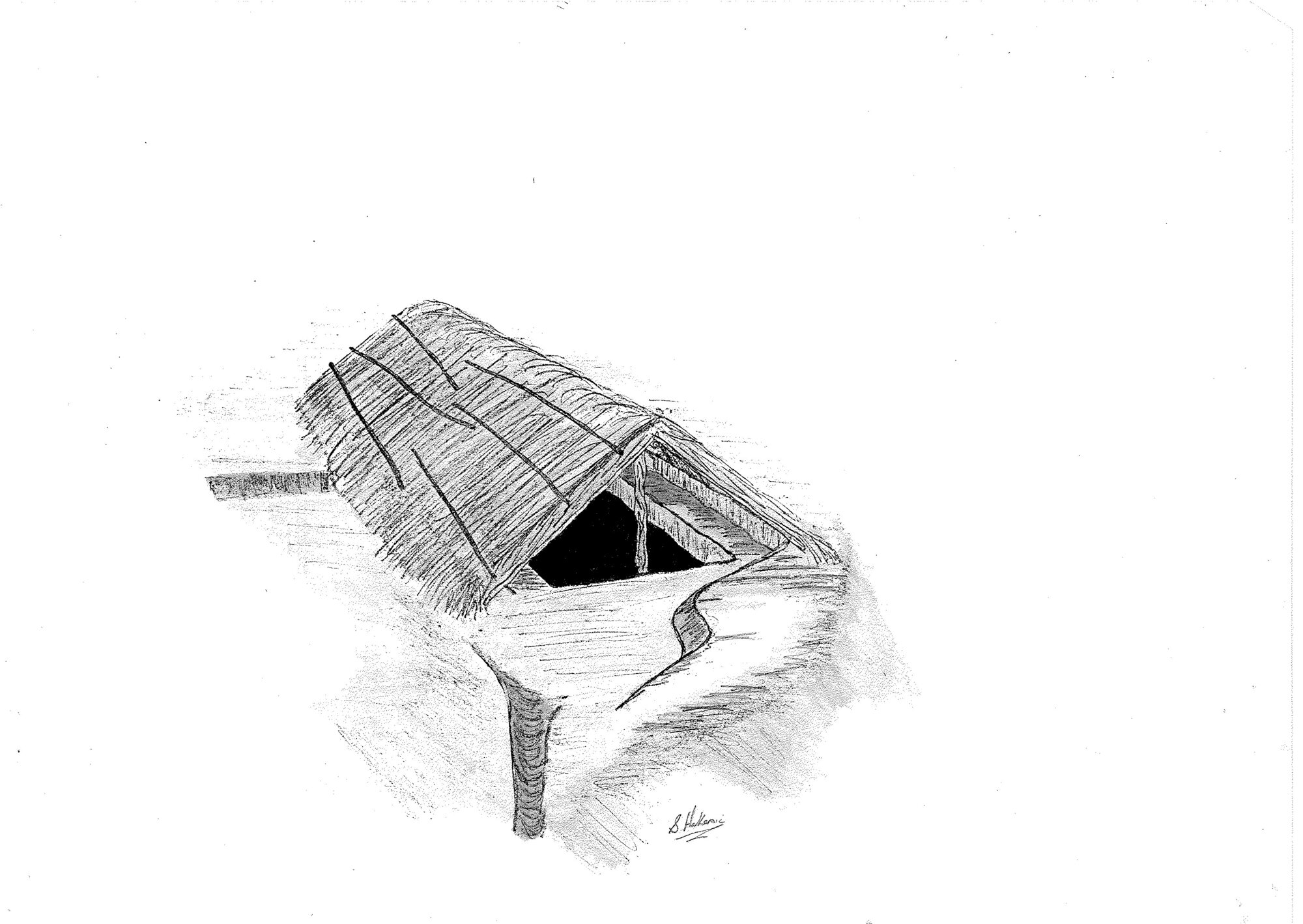 [Drawing of a whare drawn by S. Hakaraia]