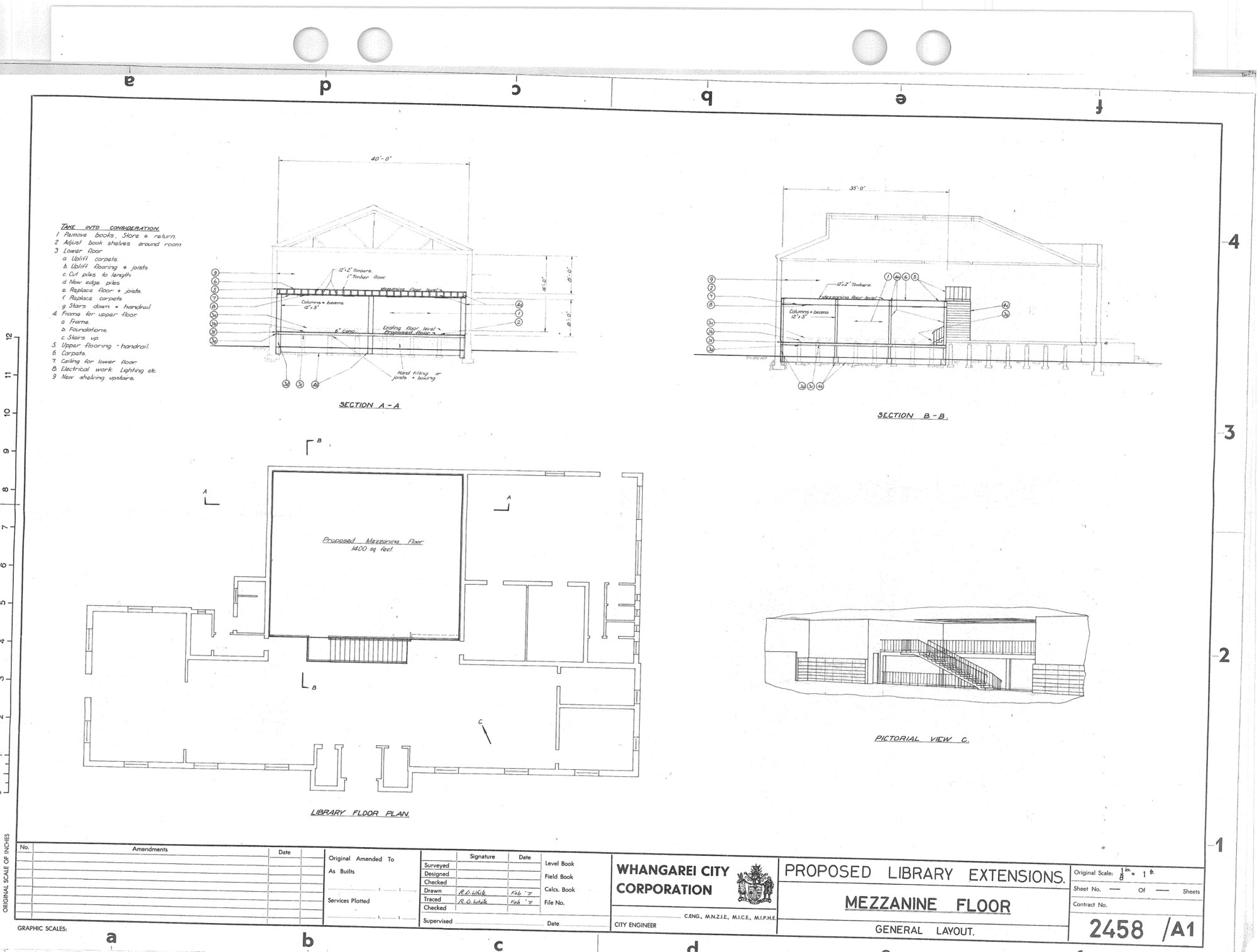 Proposed Library Extensions. Mezzanine Floor, general layout