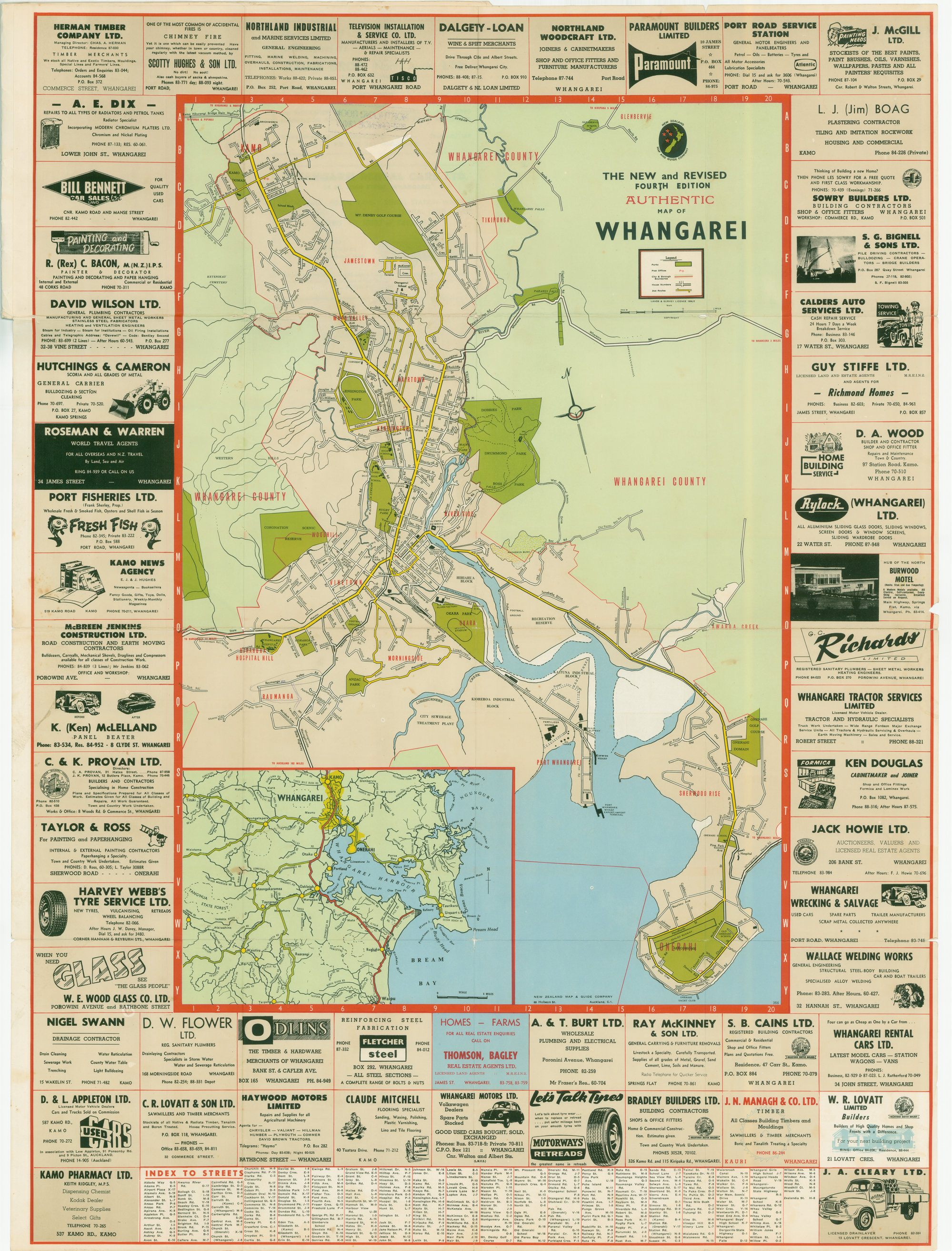 The new and revised fourth edition authentic map of Whangarei 