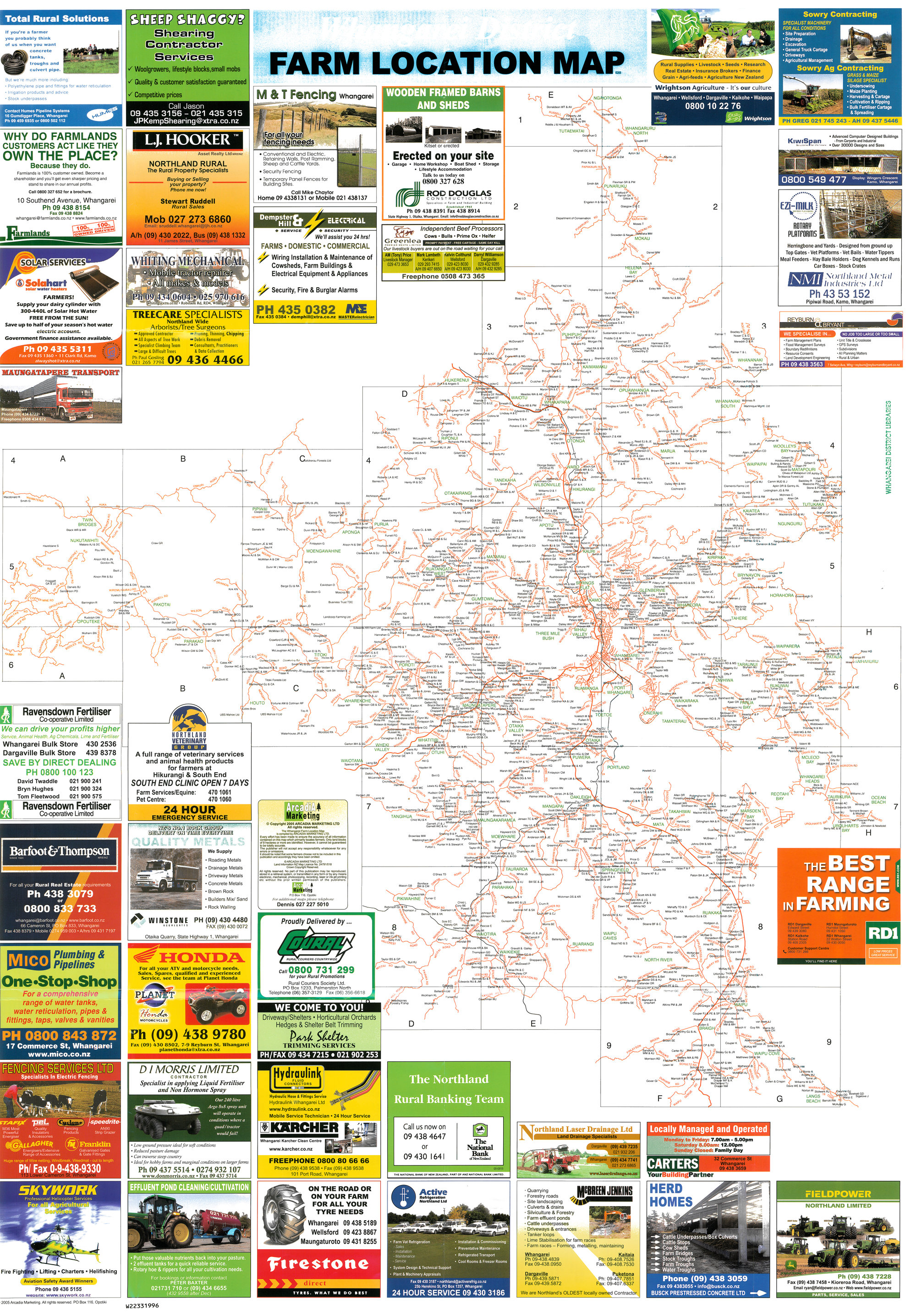 Whangarei District Farm location map