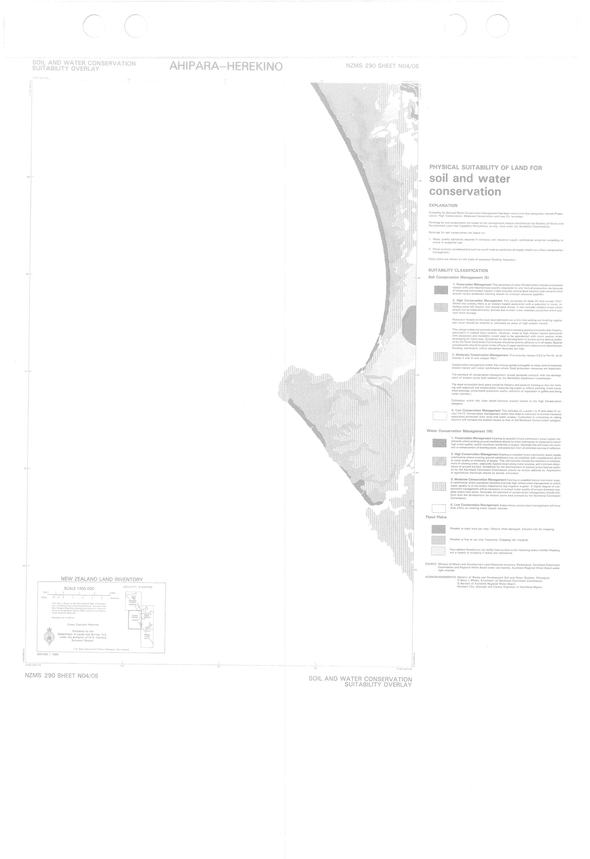 Ahipara-Herekino, physical suitability of land for soil and water conservation