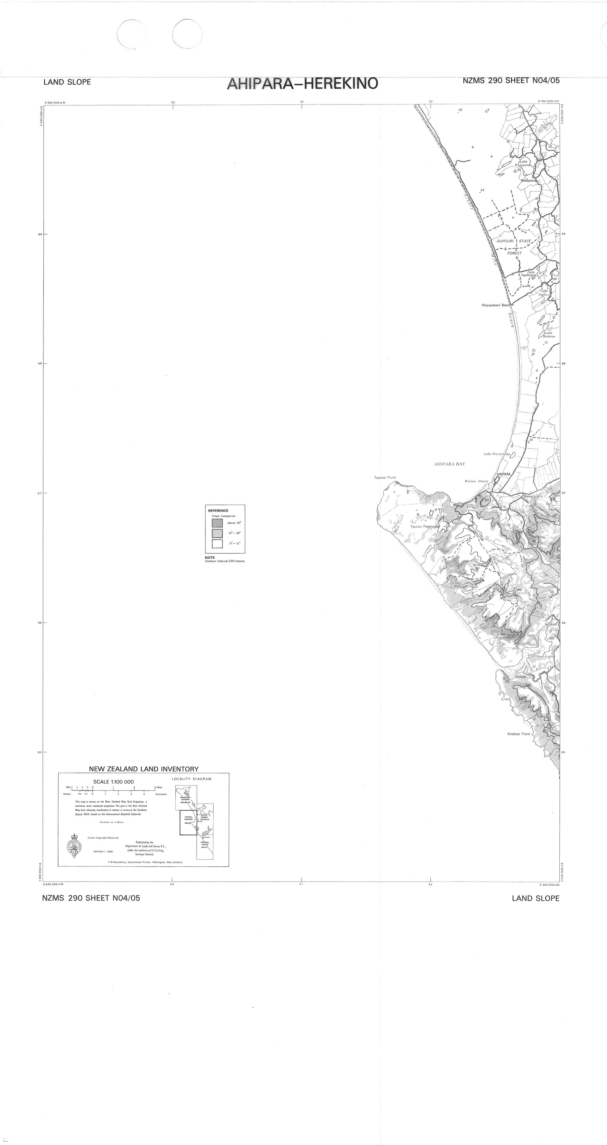 Ahipara-Herekino, land slope