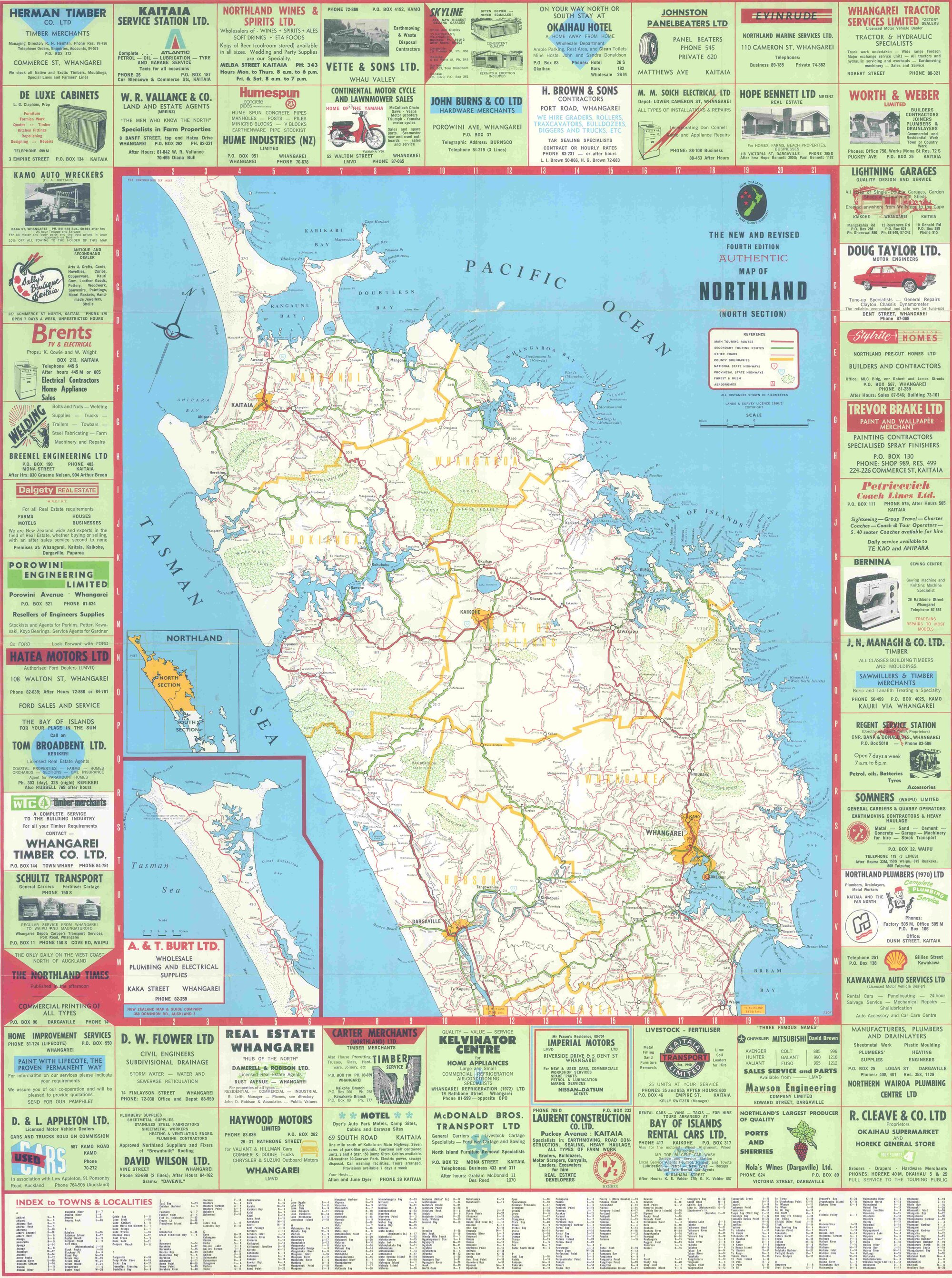 The new and revised authentic map of Northland (north section)