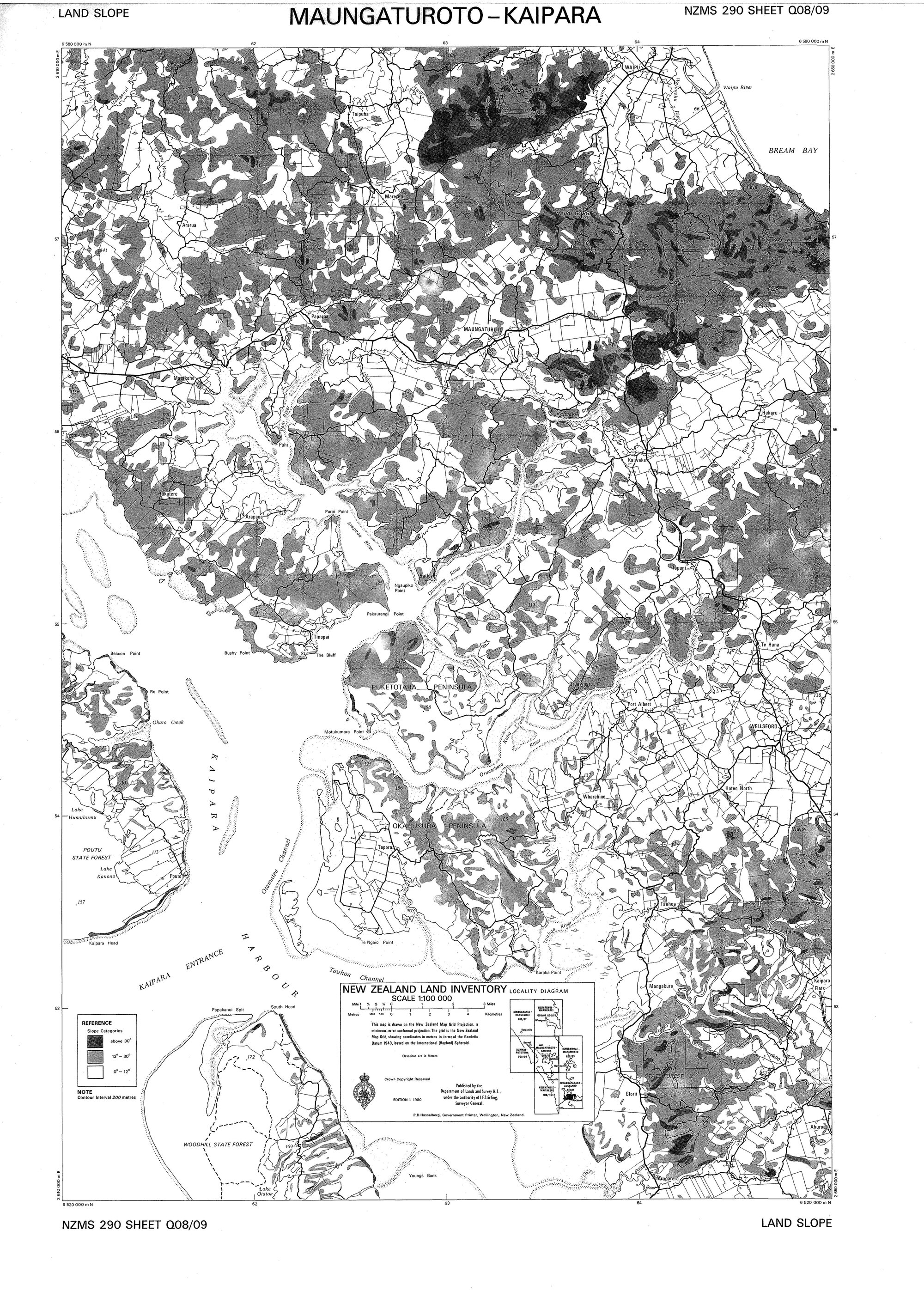 New Zealand Land Inventory : Maungaturoto-Kaipara : Land slope