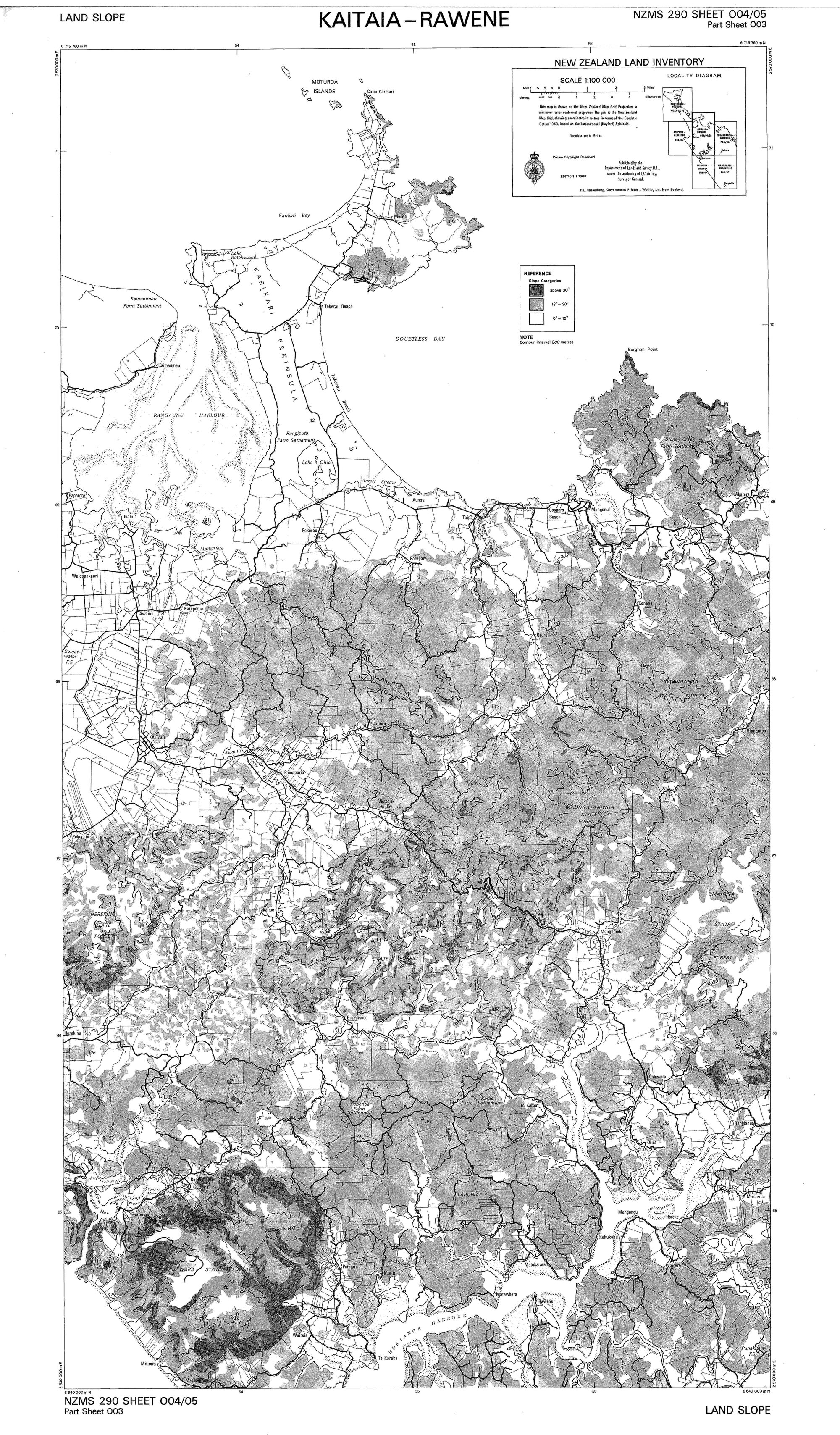 New Zealand Land Inventory : Kaitaia-Rawene : Land slope
