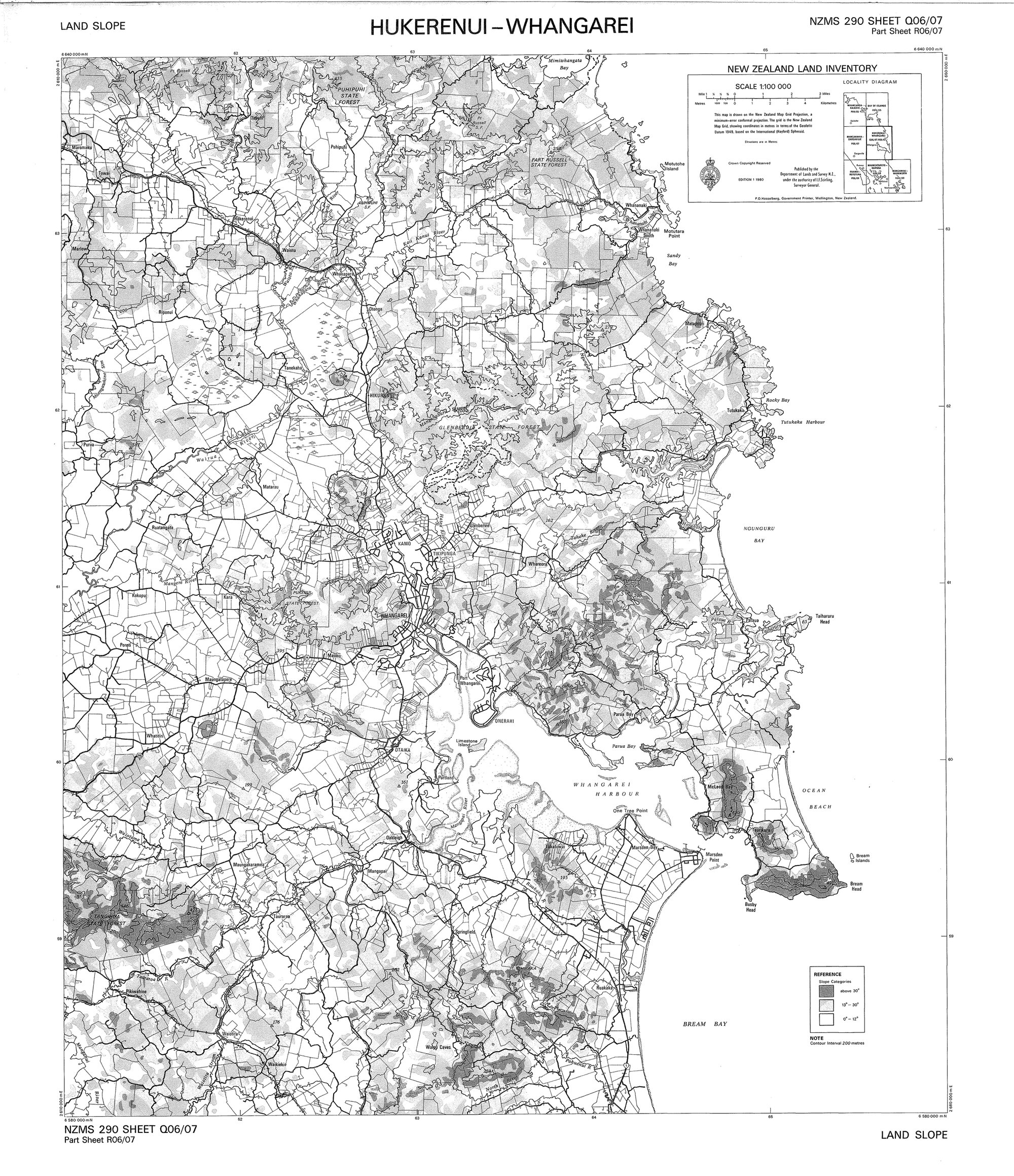 New Zealand Land Inventory : Hukerenui-Whangarei : Land slope