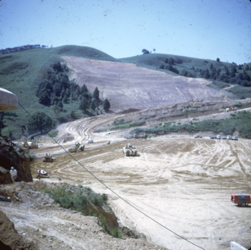 Machinery at dam. 2 feet to go