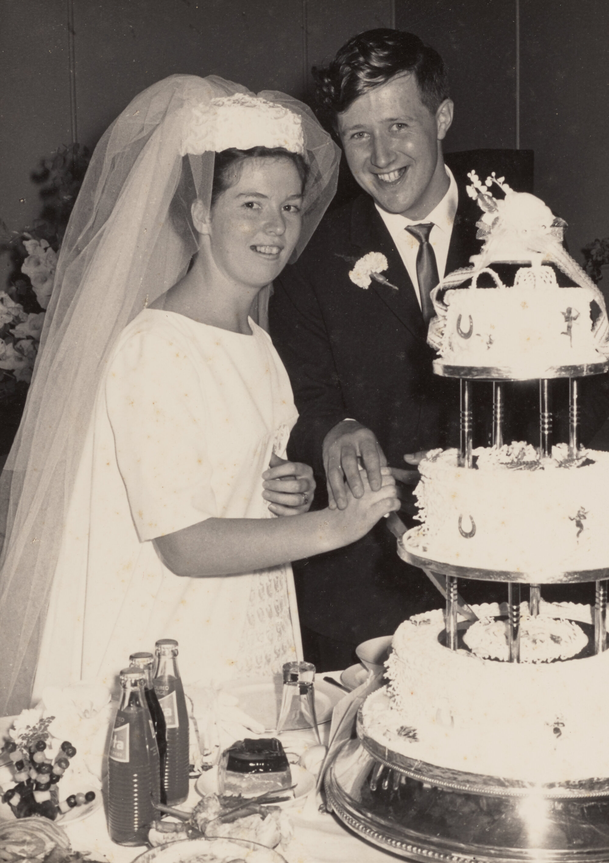 Wedding cake cutting 1960s