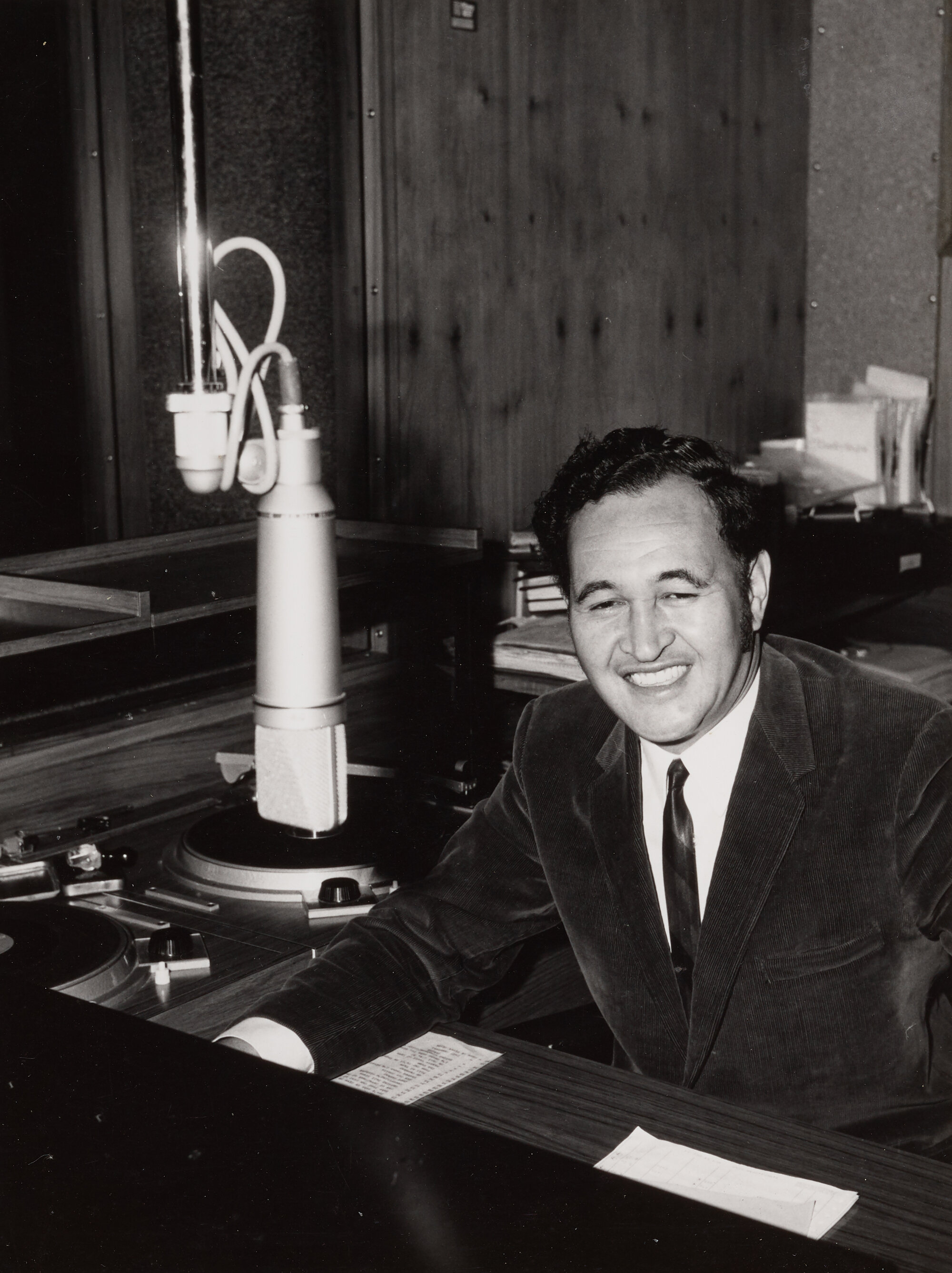 Henare Te Ua at Radio 1XN Whangarei about 1968-69