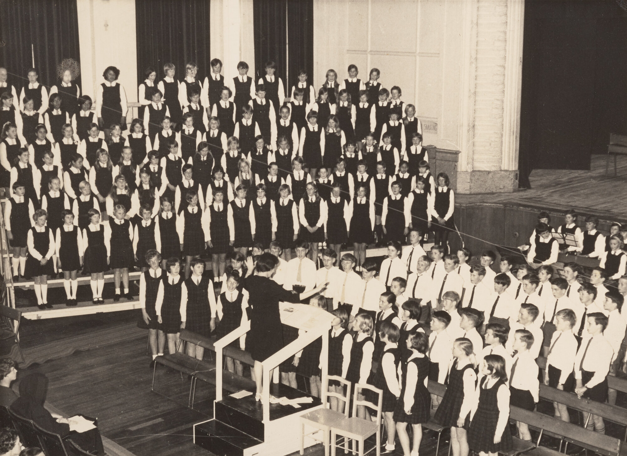 Whangarei Primary Schools choirs at Whangarei Town Hall mid-late 1960s