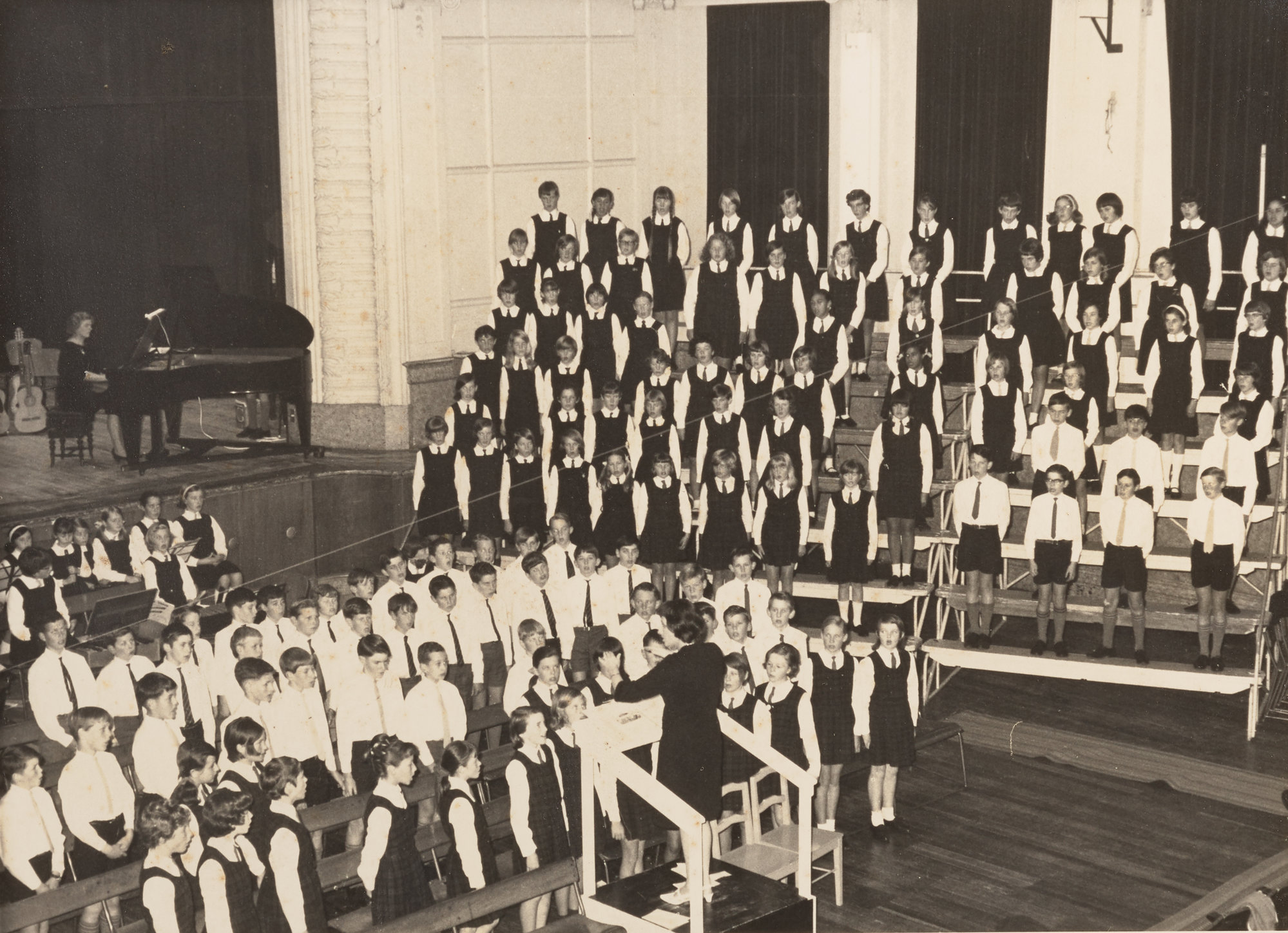 Whangarei Primary Schools choirs at Whangarei Town Hall mid-late 1960s