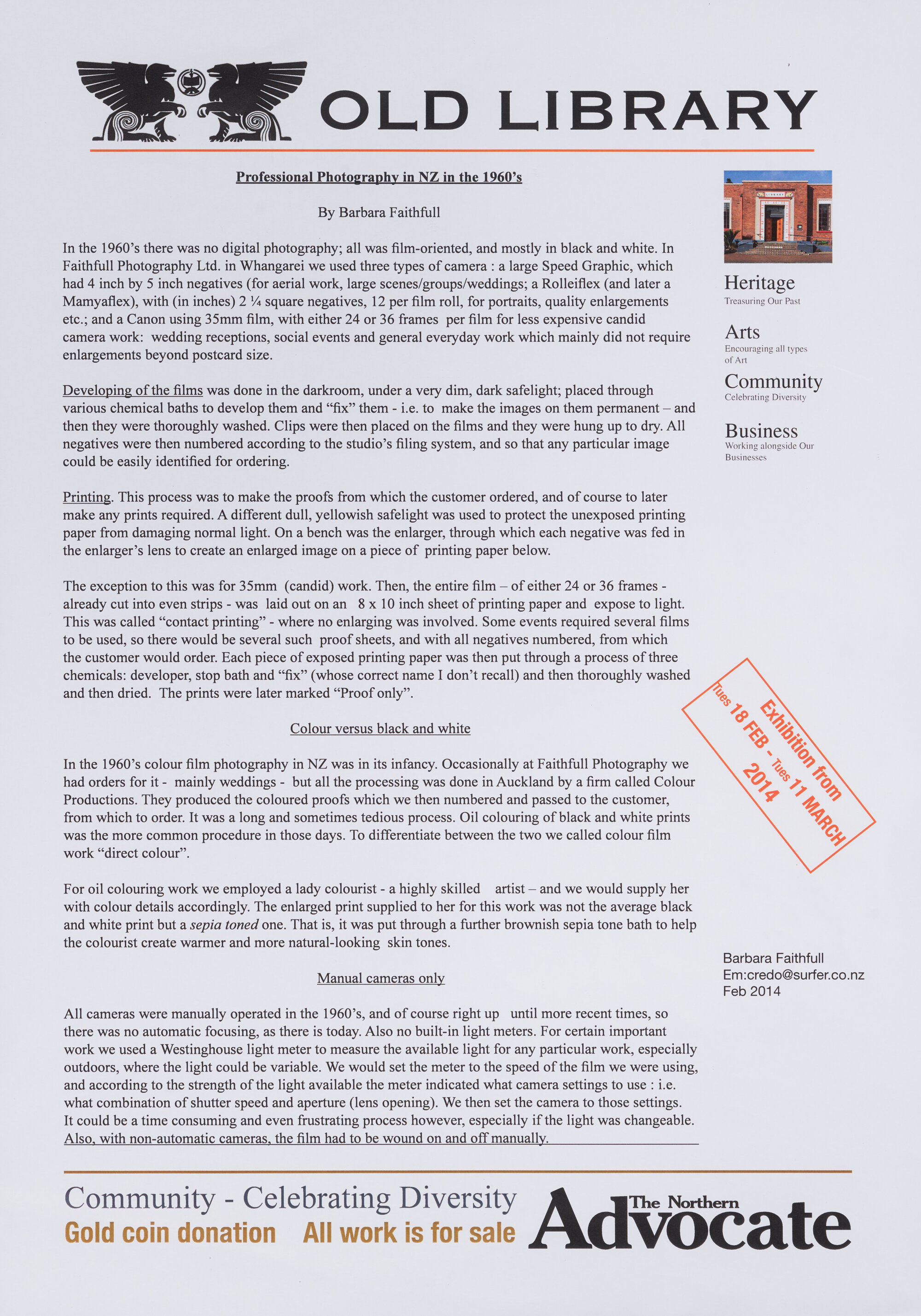 Barbara Faithfull on professional photography Feb 2014