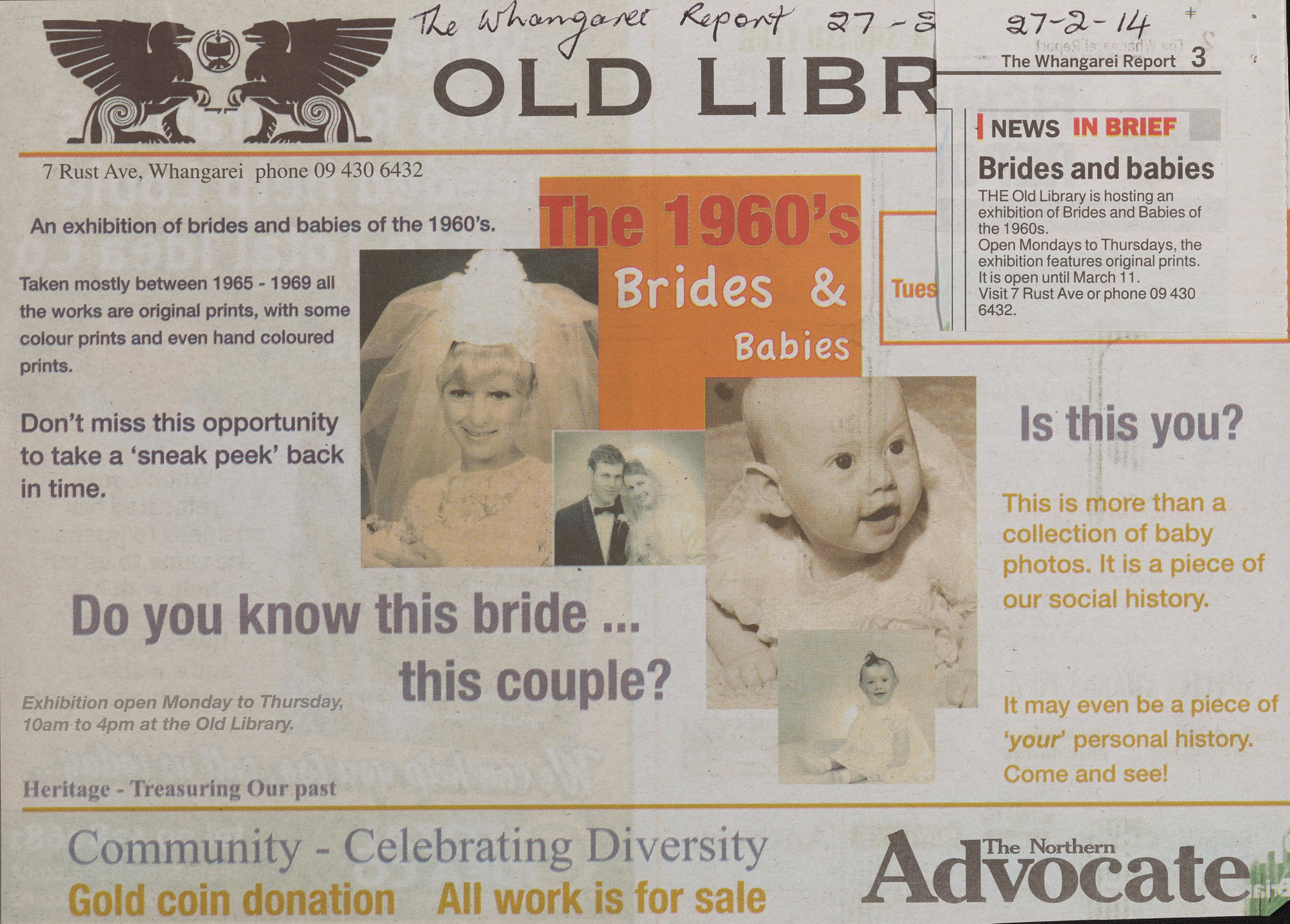 Faithfull Photography Brides and Babies exhibition promotion and clipping 27/2/14