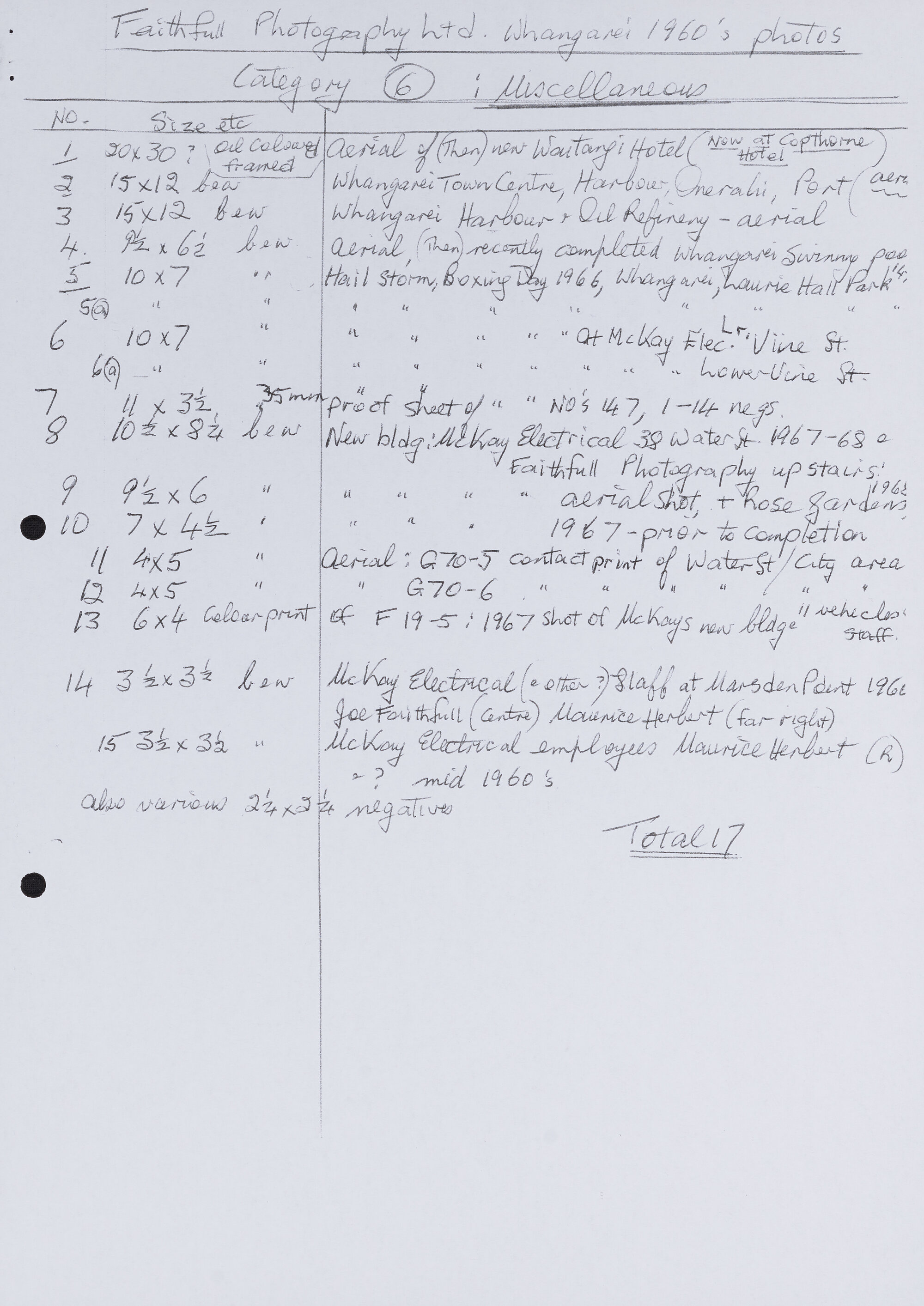 Faithfull Photography catalogue: miscellaneous