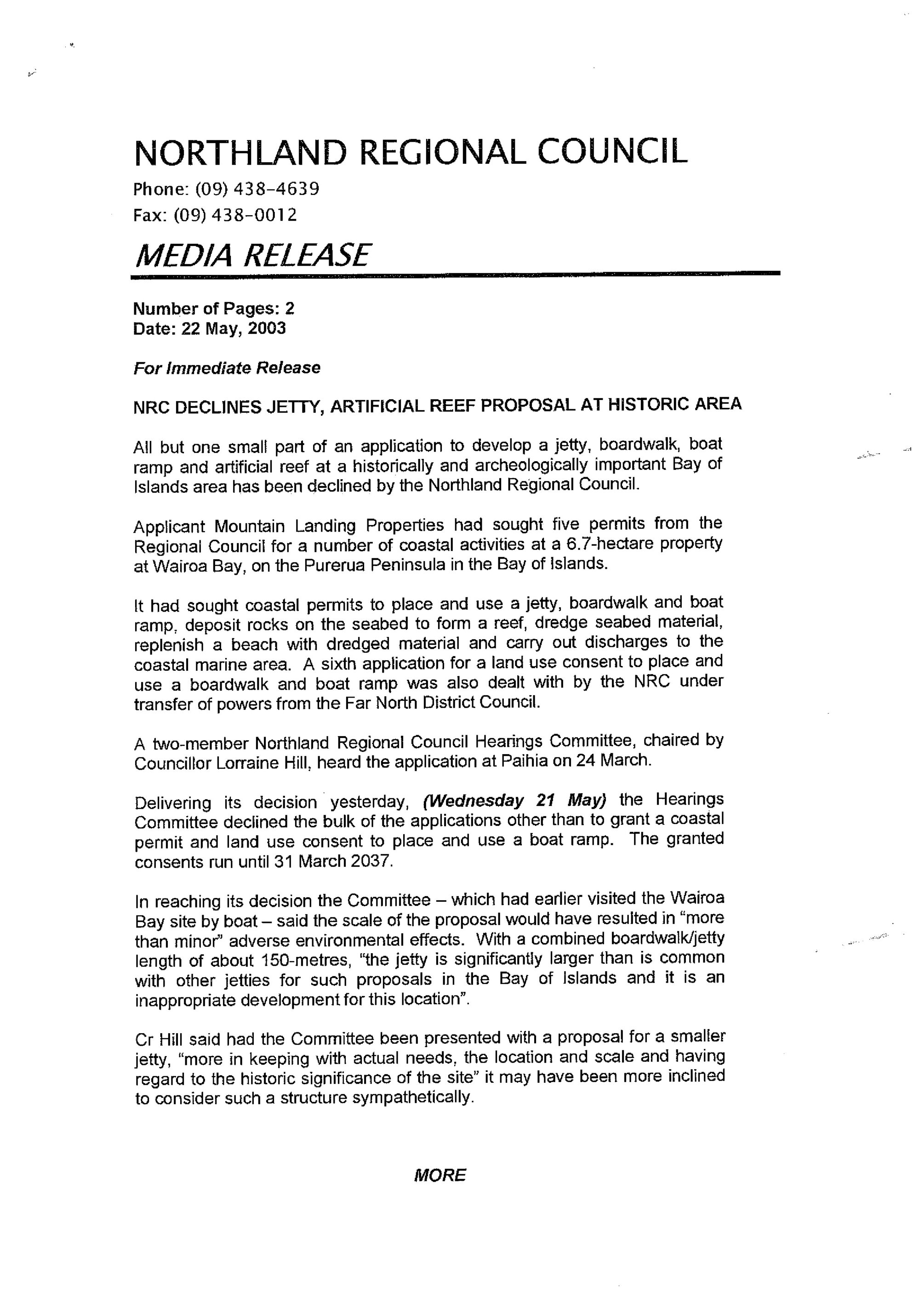 Mountain Landing Purerua Peninsula - Legal