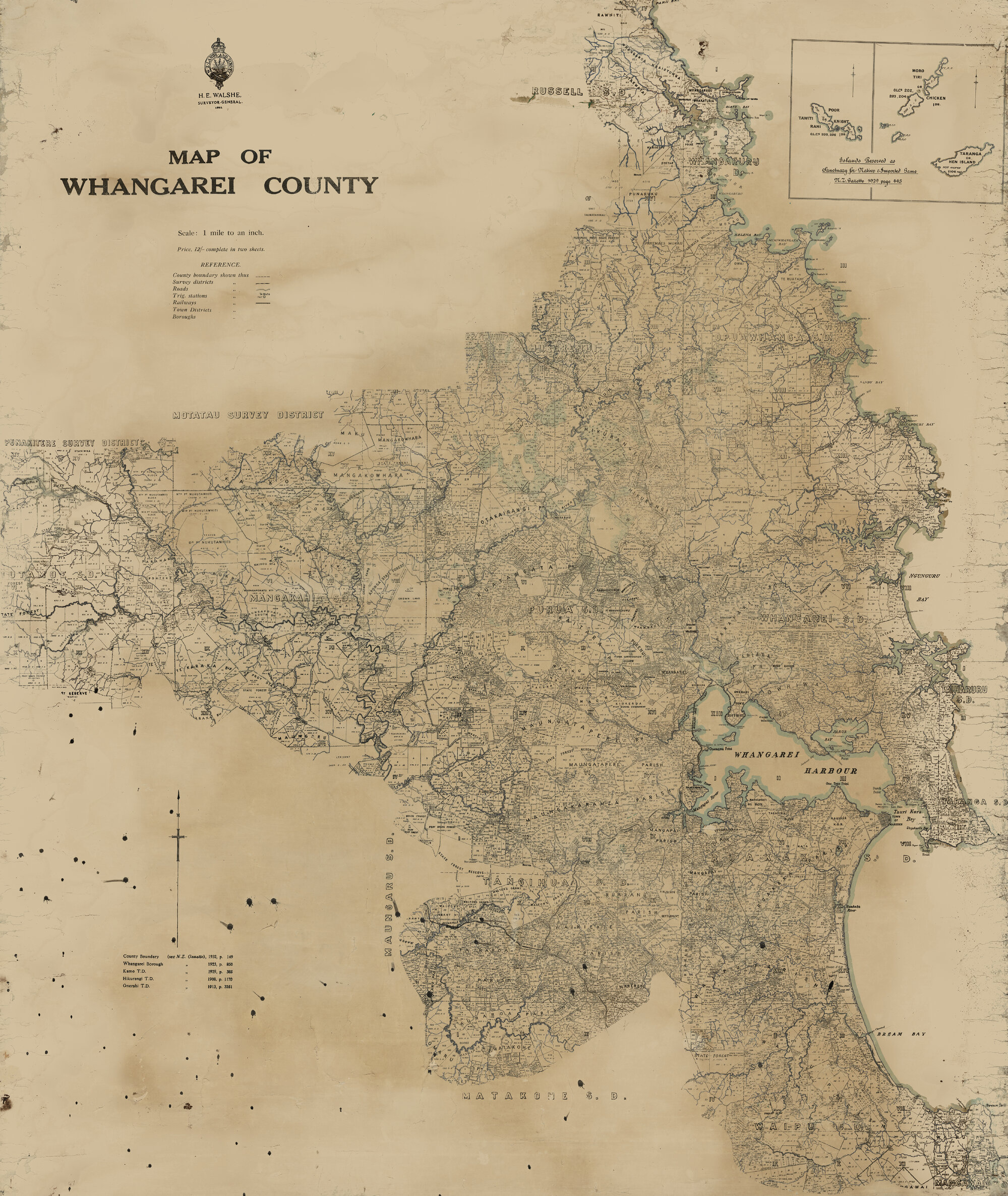 Map of Whangarei County