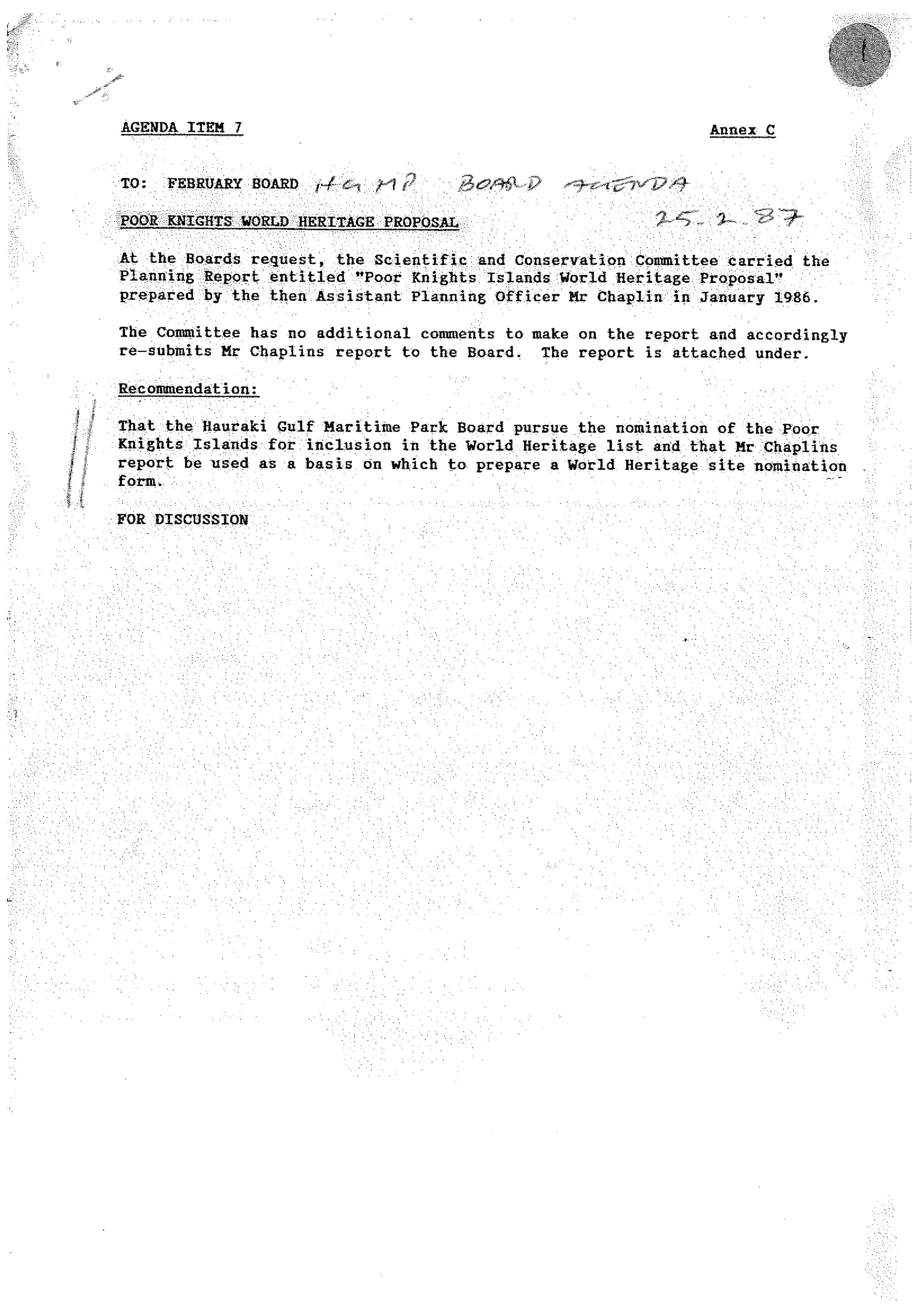 Poor Knights - World Heritage Proposal