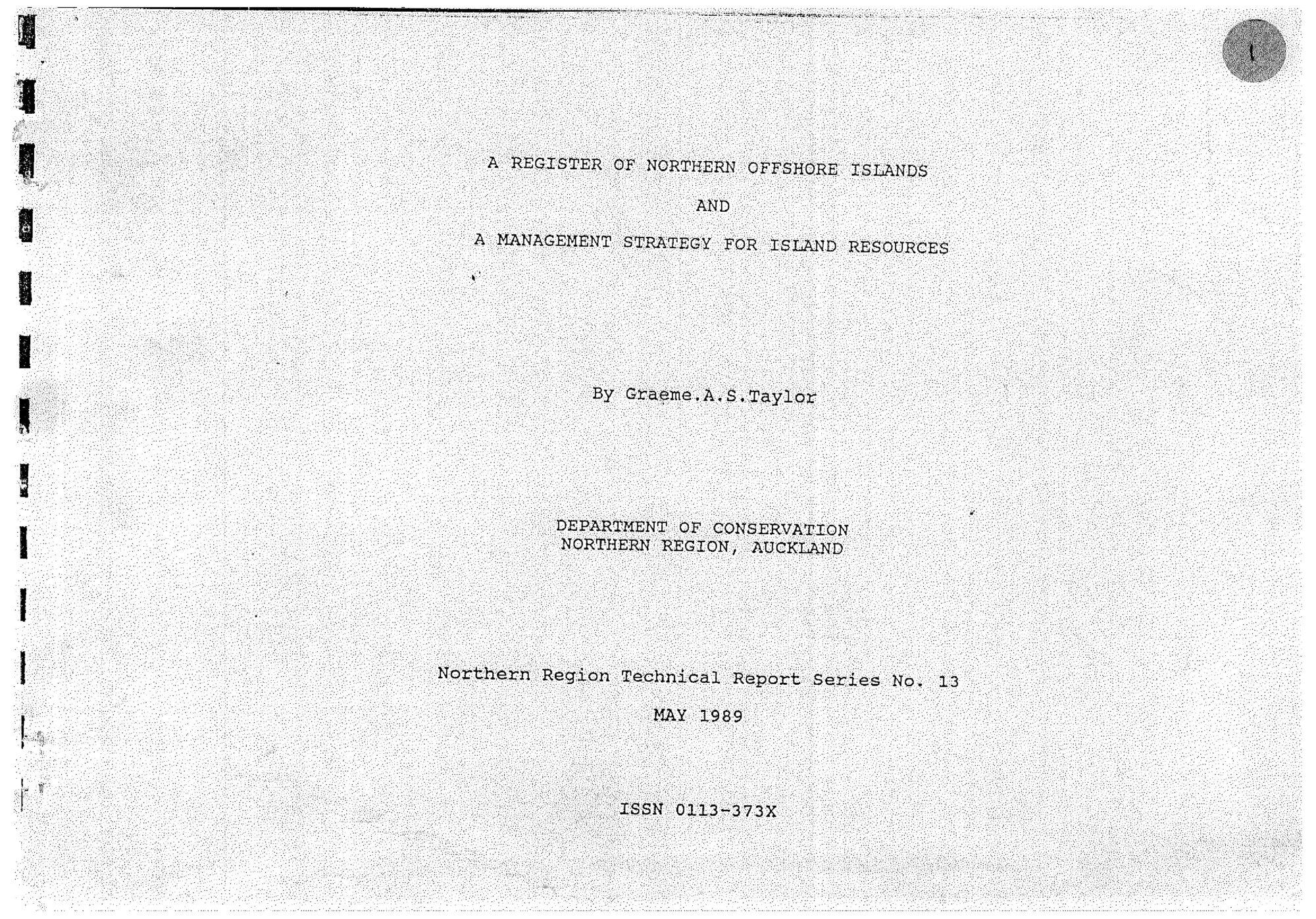 A Register of Northern Offshore Islands and Management Strategy for Island Resources