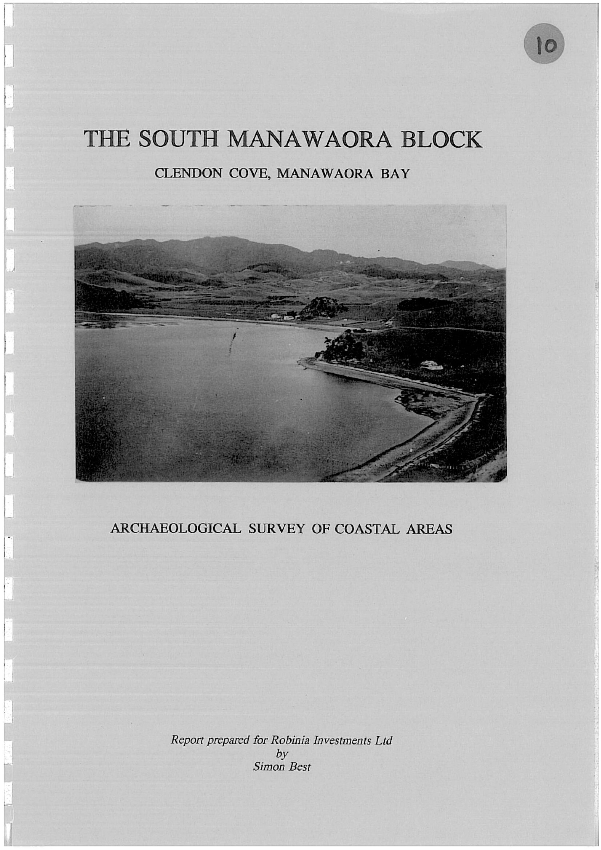 The South Manawaora Block, Clendon Cove, Manawaora Bay, Archaeological Survey of Coastal Areas