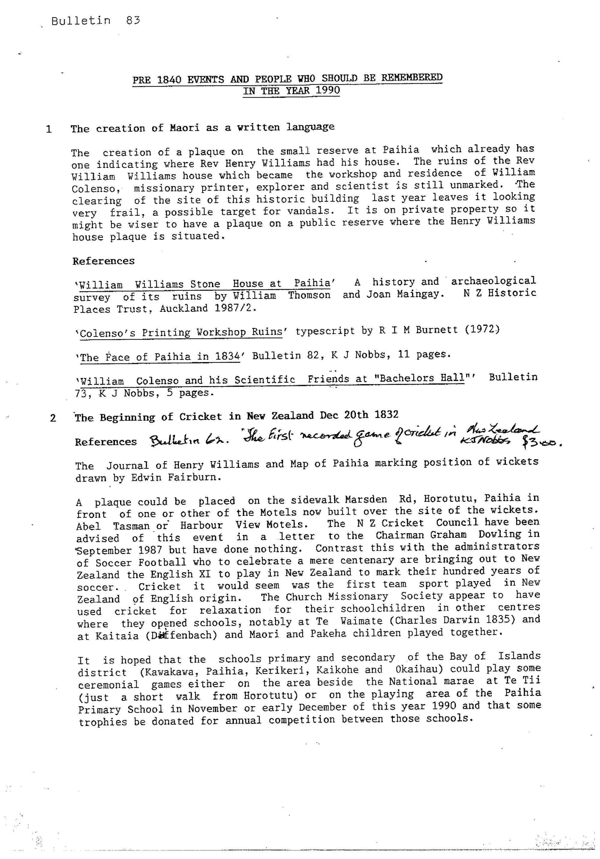 Pre 1840 Events and People who should be remembered in the year 1990