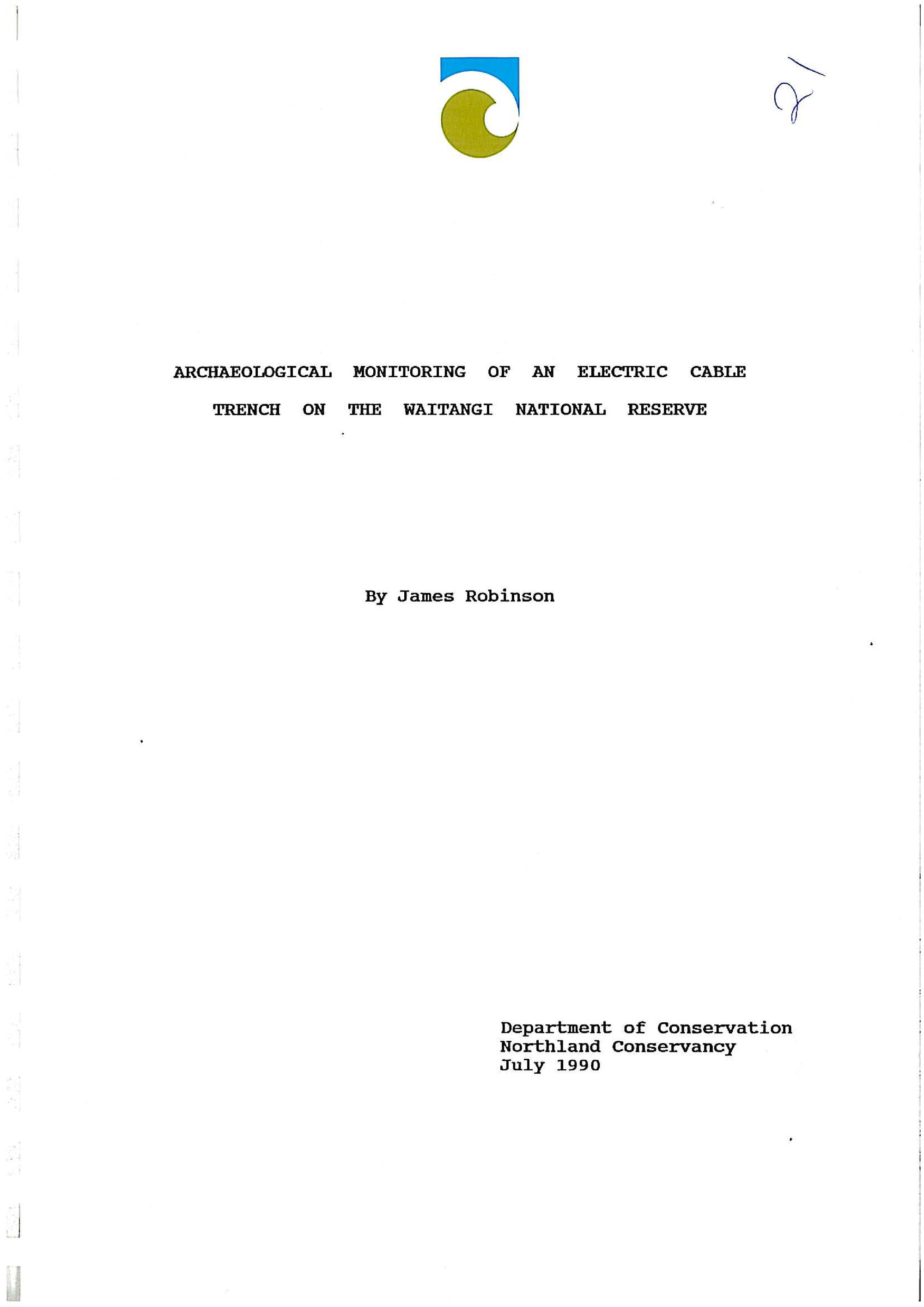 Archaeological Monitoring of an Electrical Cable Trench on the Waitangi National Reserve