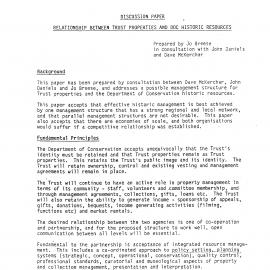 Discussion Paper -  Relationship between Trust Properties and DOC Histroric Resources