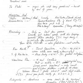 Notes Northland Areas identified by Coster that requiring Archaeological Survey