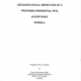 Archaeological Inspection of a Proposed Residential site, Aucks Road, Russell