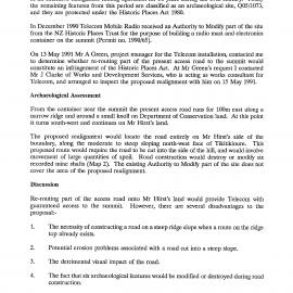 Proposed Realignment of the Access Road on Tikitikioure Hill, Bay of Islands