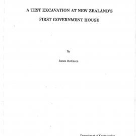 A Test Excavation at New Zealand's First Government House