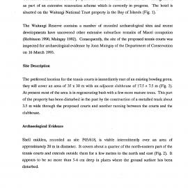 Archaeological Inspection of Proposed Tennis Courts for Waitangi Hotel, Bay of Islands