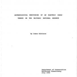 Archaeological Monitoring of an Electrical Cable Trench on the Waitangi National Reserve